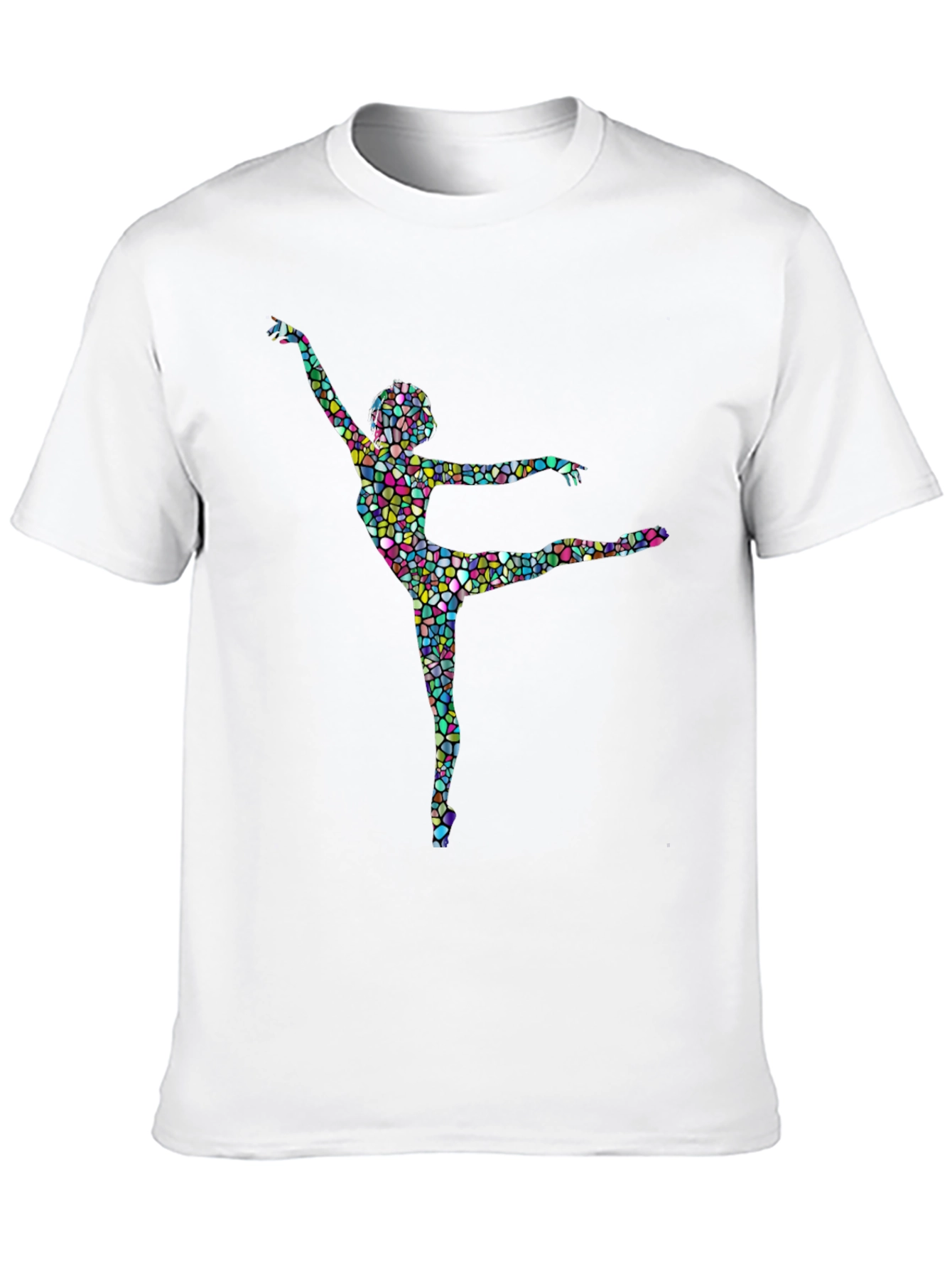 Mosaic Dancer Graphic Tee - Artistic Black T-Shirt