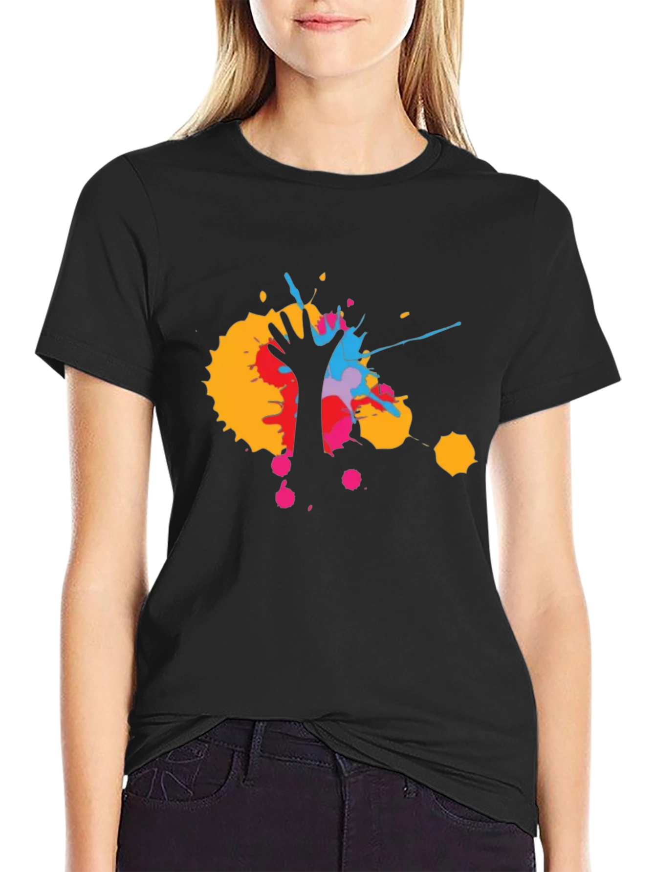 Abstract Hand Print Mens Black T-Shirt