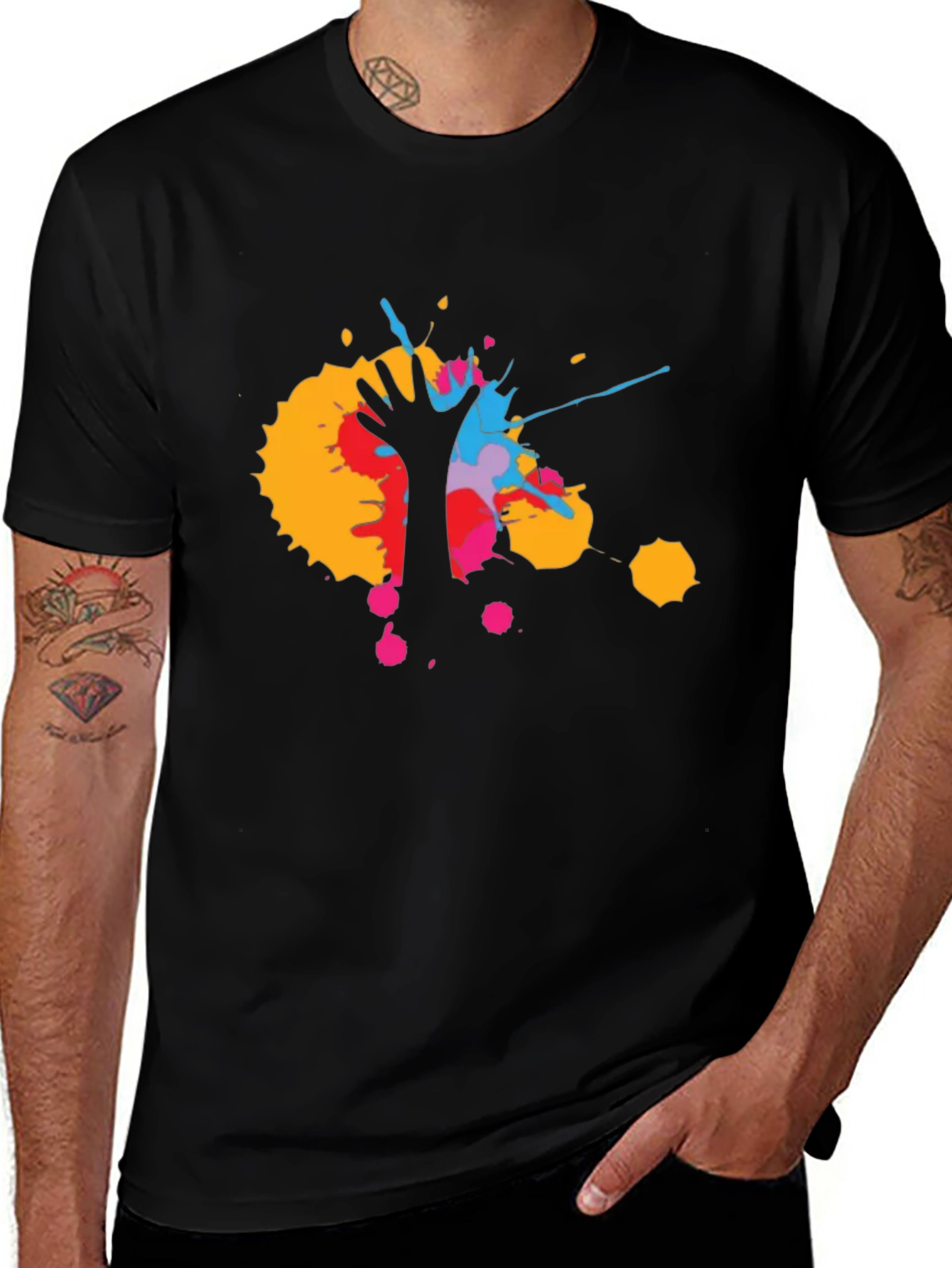 Abstract Hand Print Mens Black T-Shirt