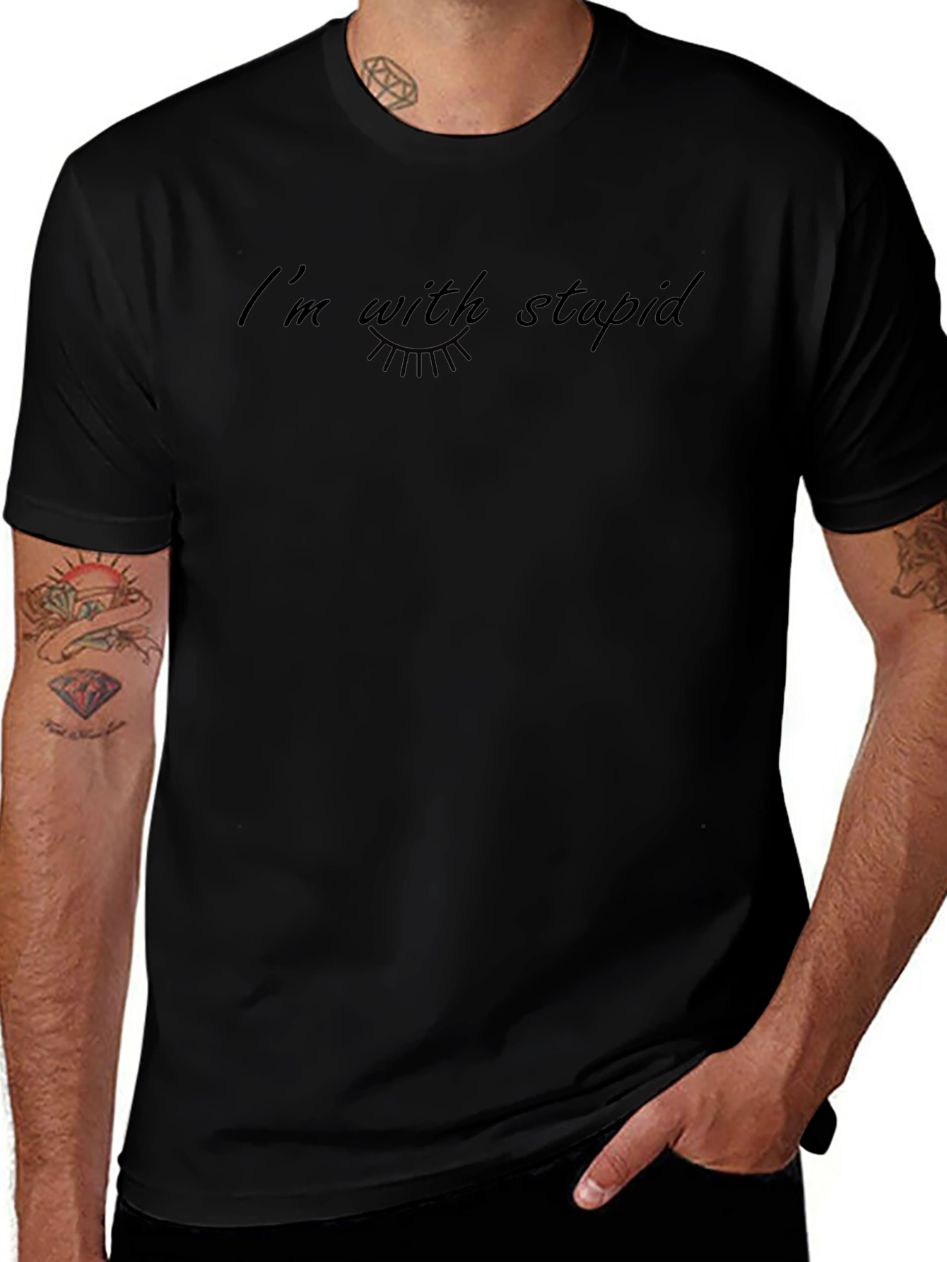 Im With Stupid Black Graphic Tee
