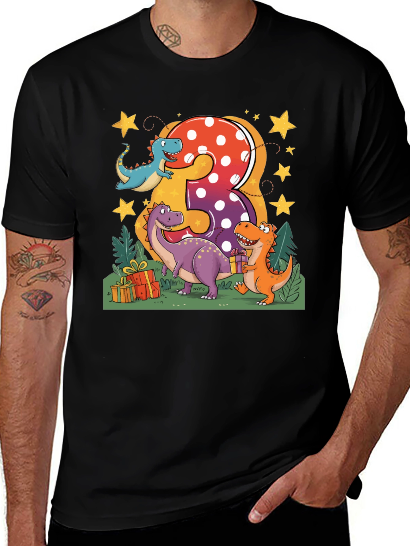 Dinosaur 3rd Birthday T-Shirt - Kids Party Tee