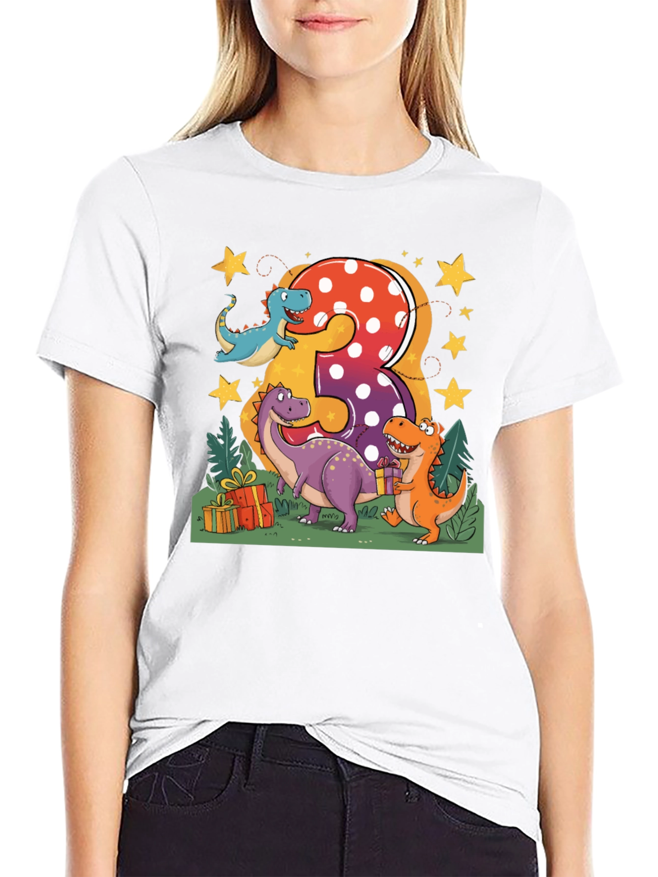 Dinosaur 3rd Birthday T-Shirt - Kids Party Tee