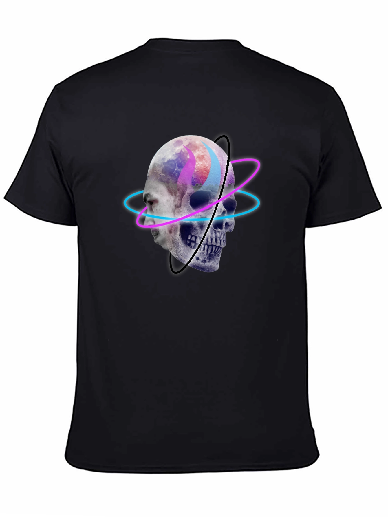 Skull Graphic Tee - Neon Orbit Design