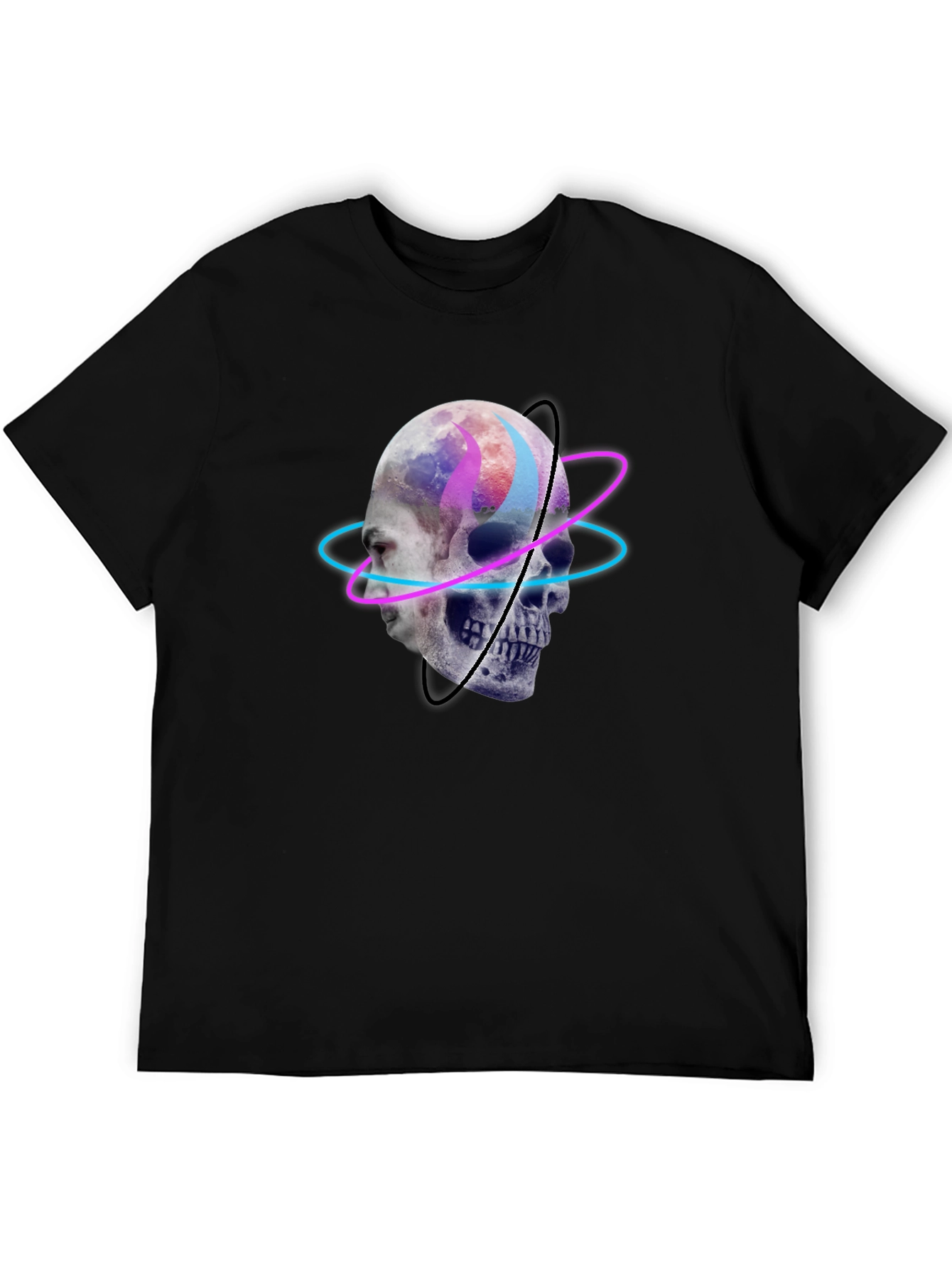Skull Graphic Tee - Neon Orbit Design