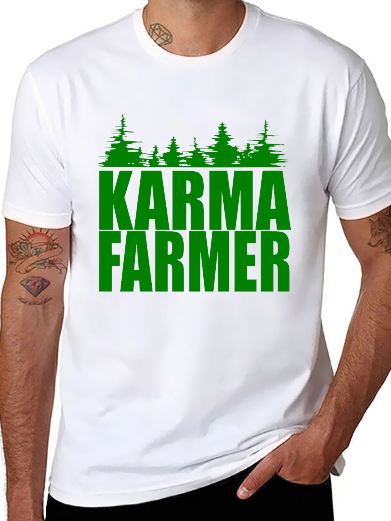 Karma Farmer Graphic Tee - Black Cotton T-Shirt