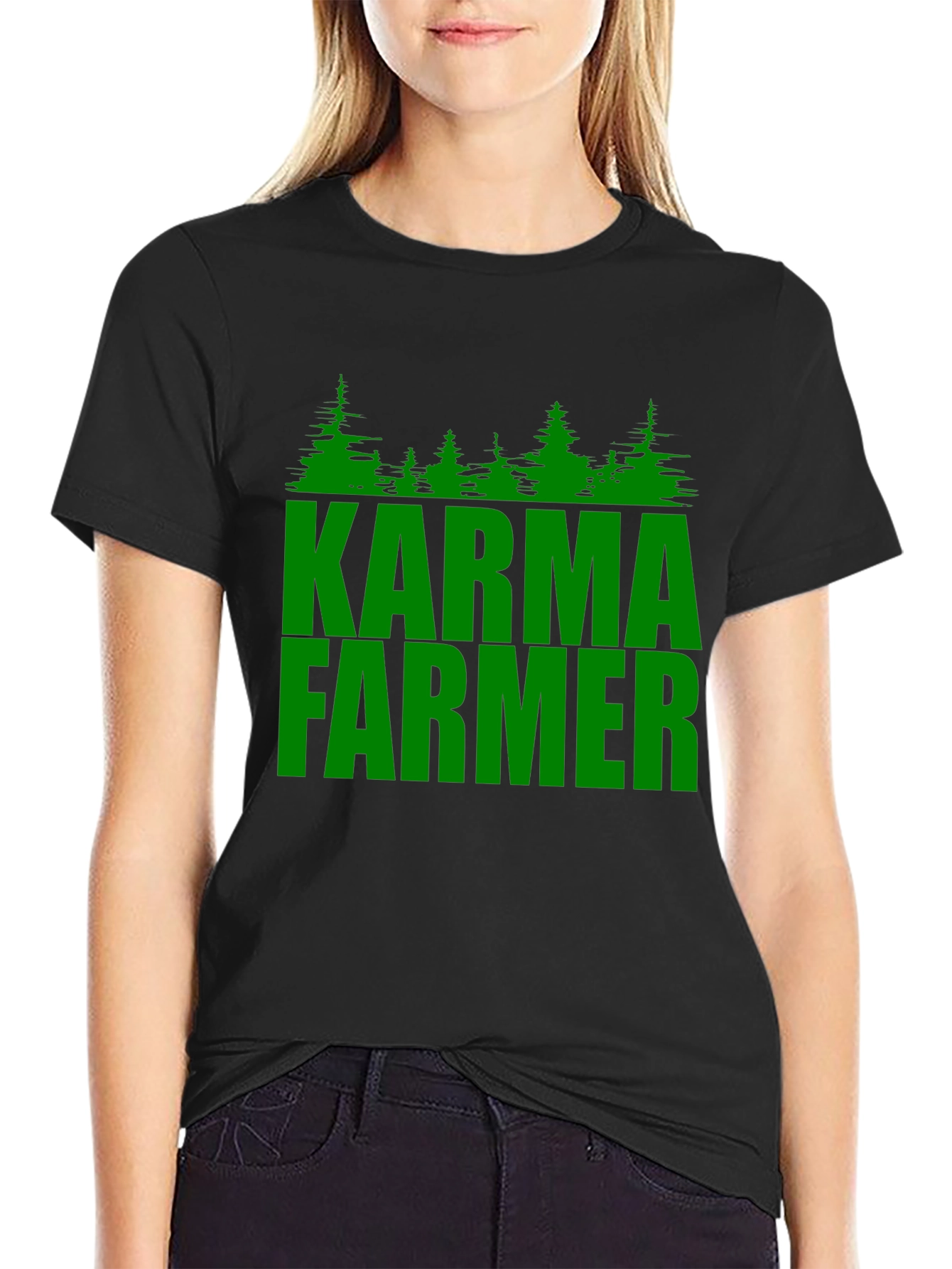 Karma Farmer Graphic Tee - Black Cotton T-Shirt