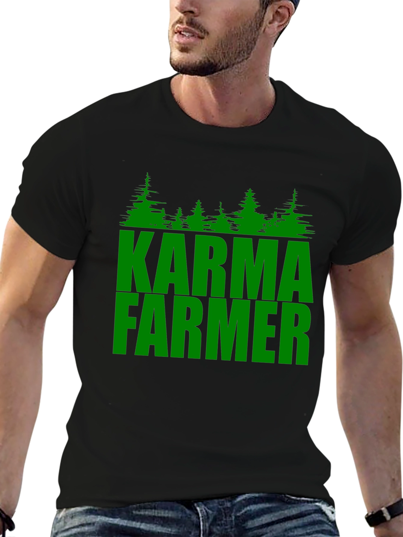 Karma Farmer Graphic Tee - Black Cotton T-Shirt