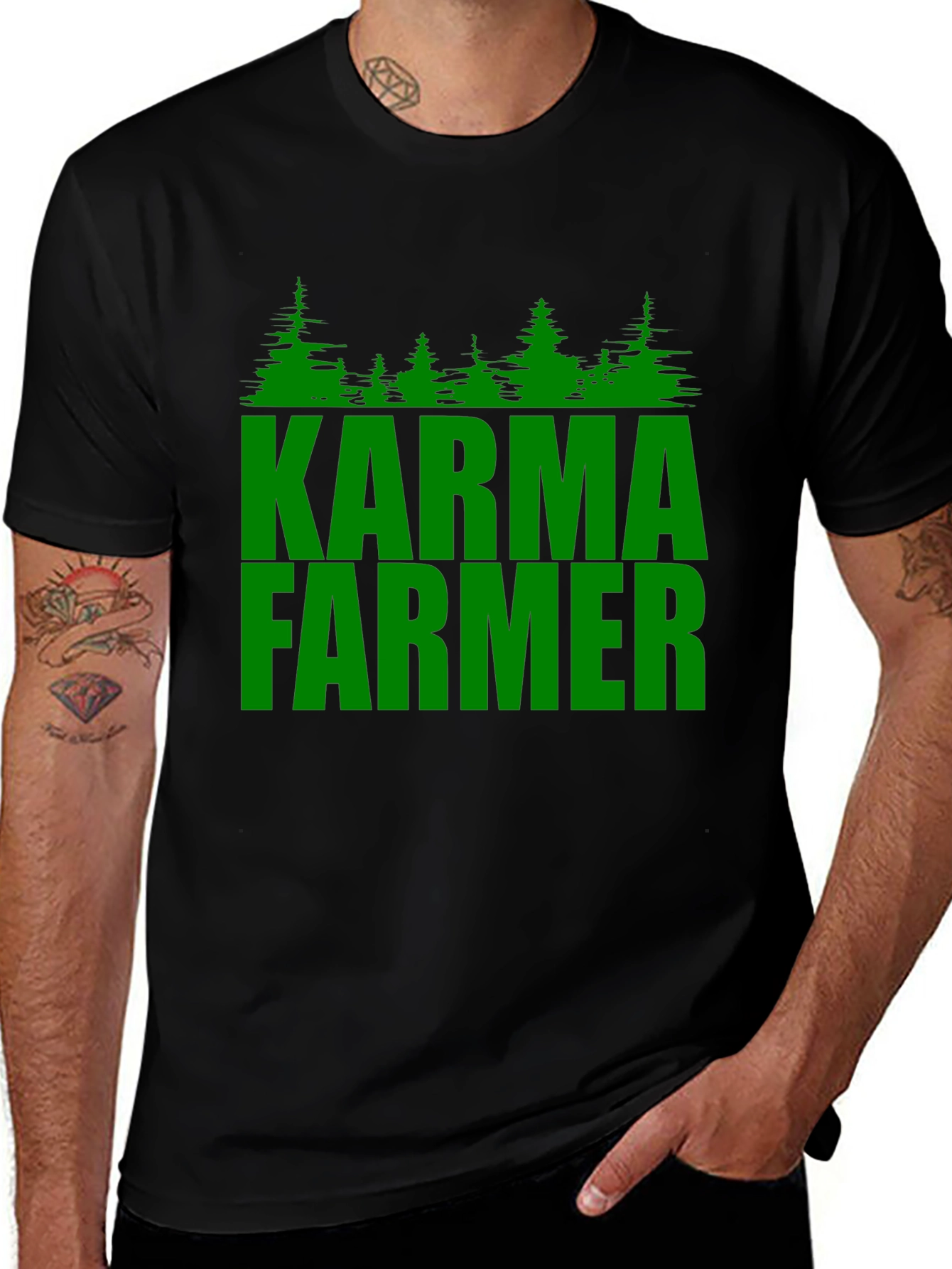 Karma Farmer Graphic Tee - Black Cotton T-Shirt