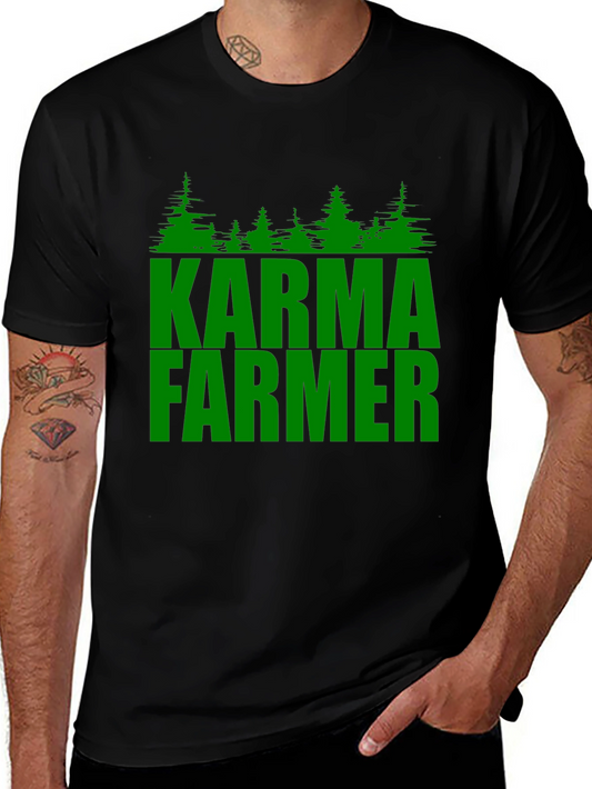 Karma Farmer Graphic Tee - Black Cotton T-Shirt