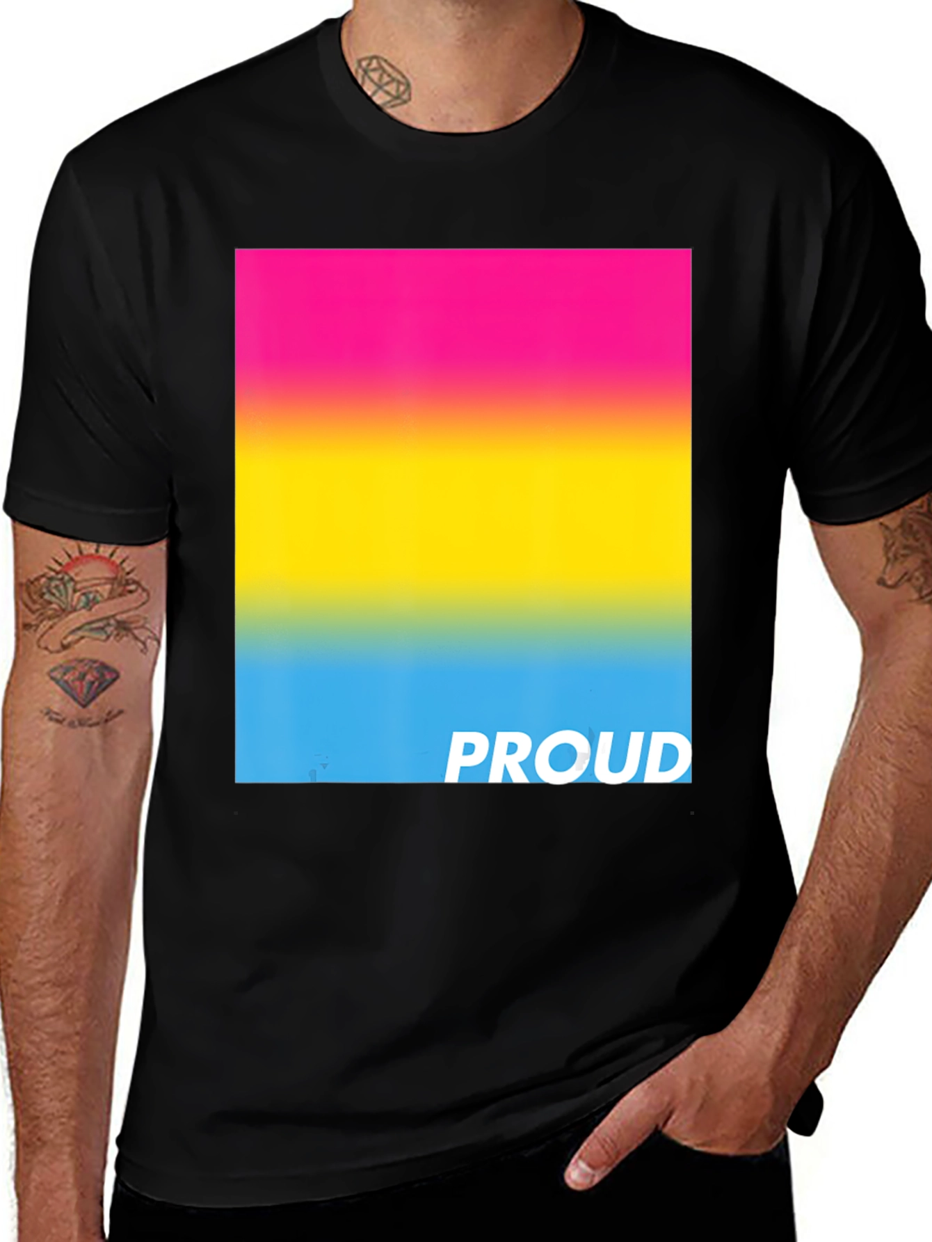Pansexual Pride T-Shirt - Black Cotton Blend Tee
