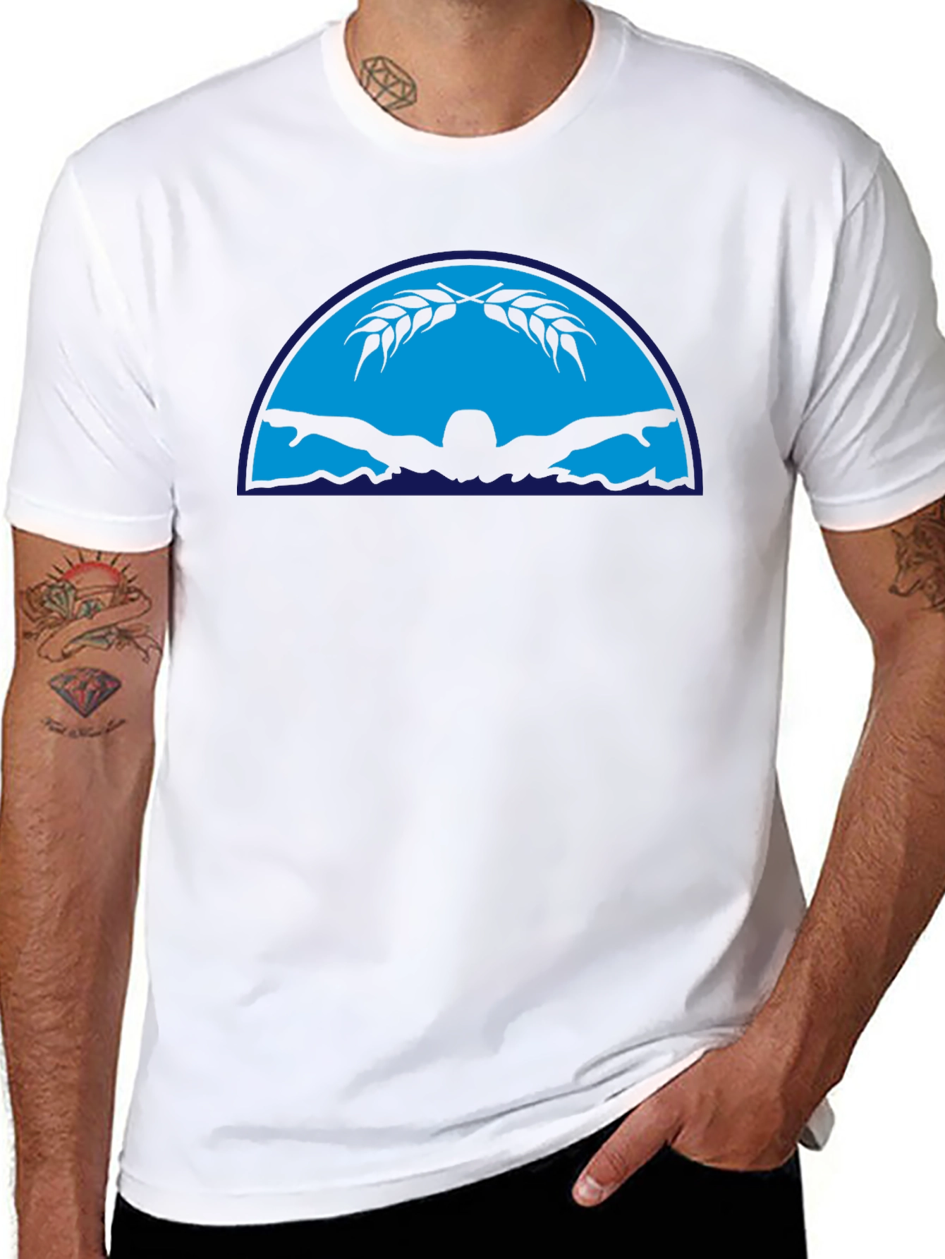 Black Graphic T-Shirt - Butterfly Swimmer Design