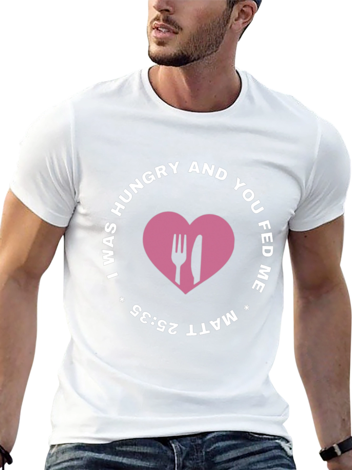 I Was Hungry T-Shirt - Matthew 25:35 Black Tee
