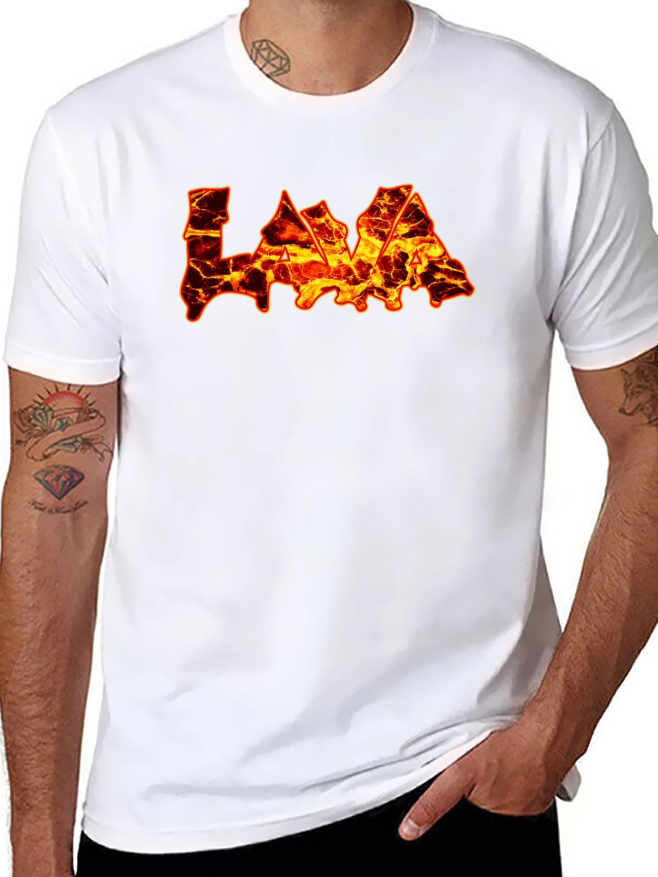 Lava Print Black T-Shirt - Fiery Design
