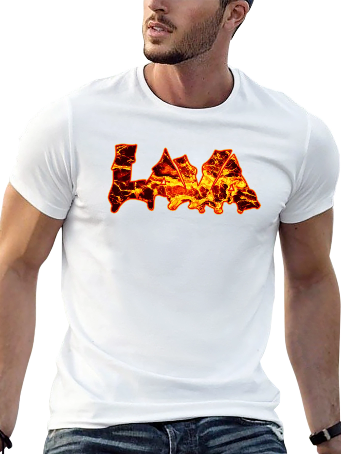 Lava Print Black T-Shirt - Fiery Design