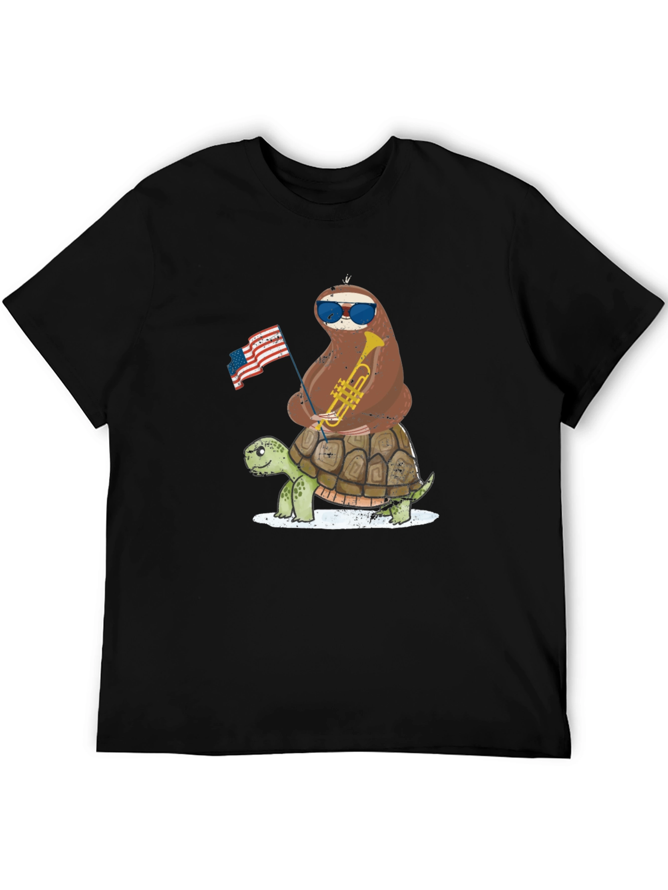 Sloth Riding Turtle 4th of July Graphic Tee