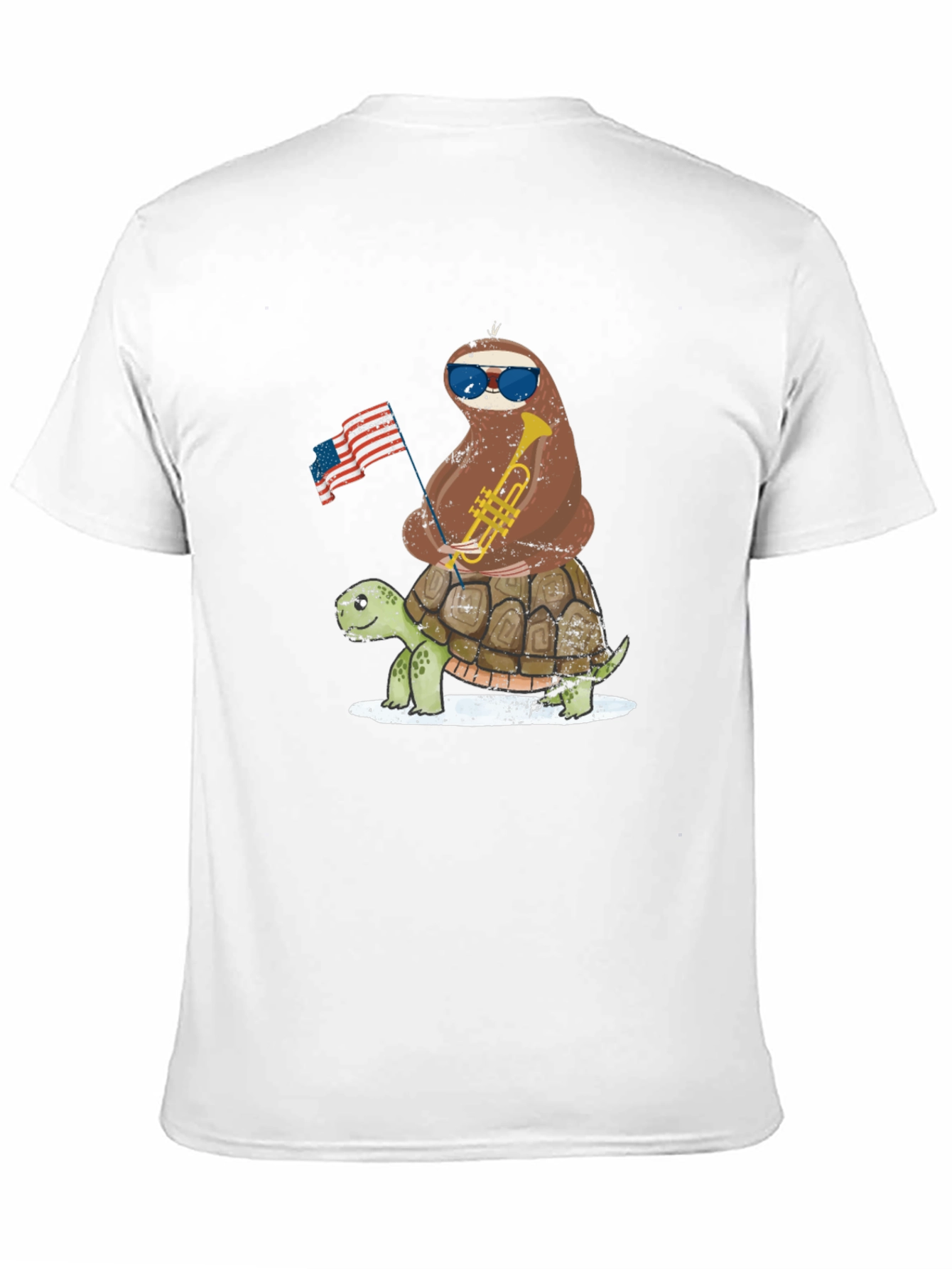 Sloth Riding Turtle 4th of July Graphic Tee