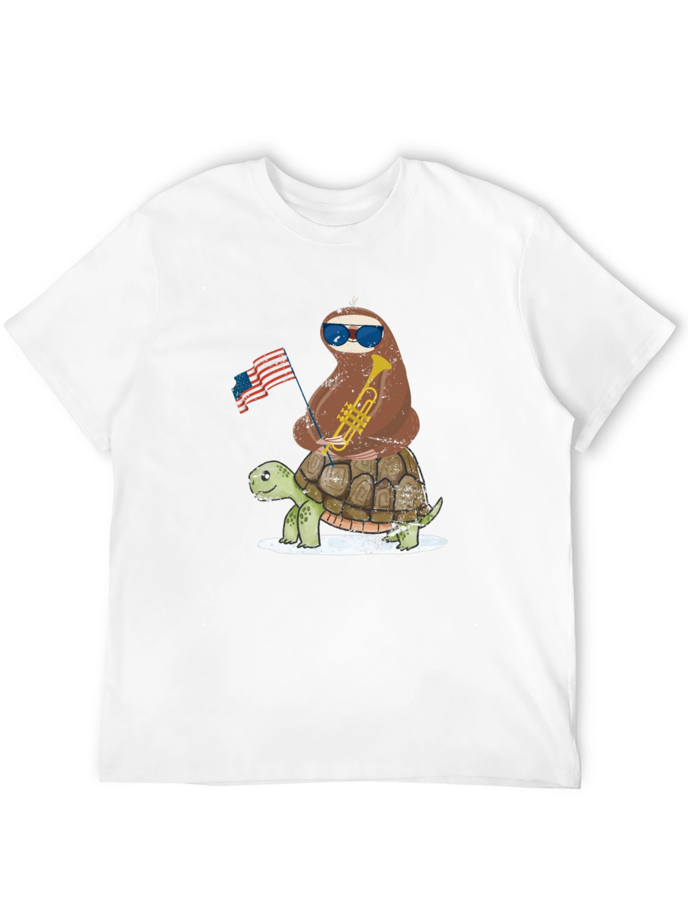 Sloth Riding Turtle 4th of July Graphic Tee