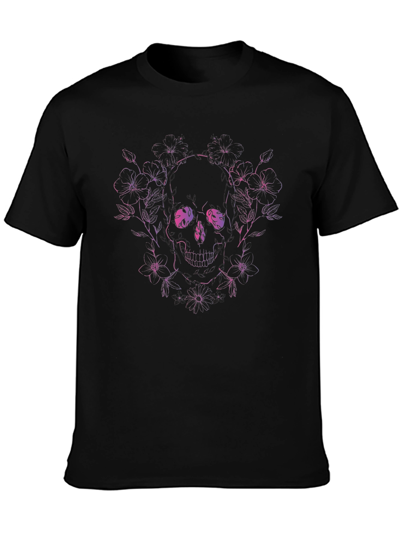 Floral Skull Graphic Tee - Unique Design