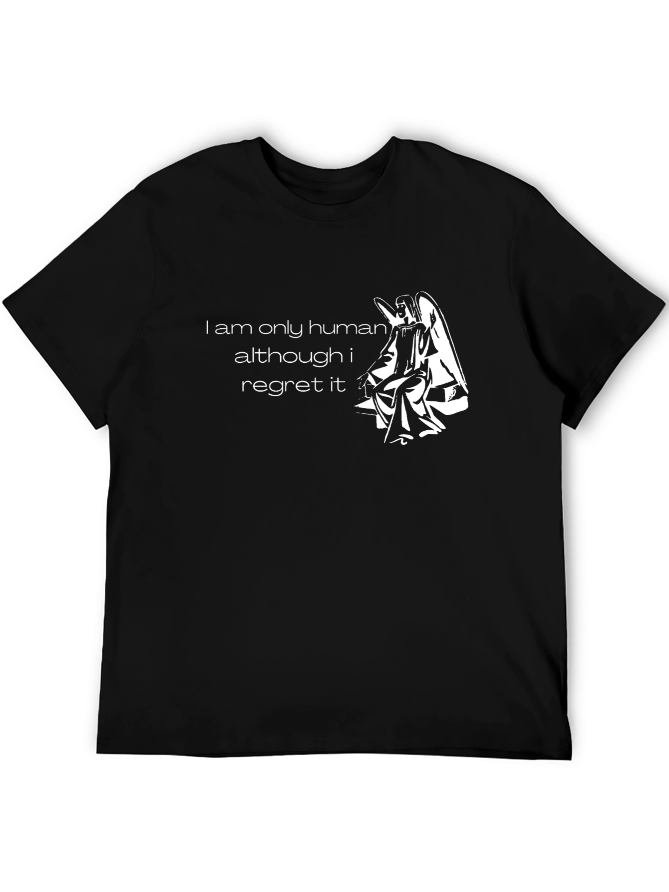 Regretful Angel Graphic T-Shirt - Black