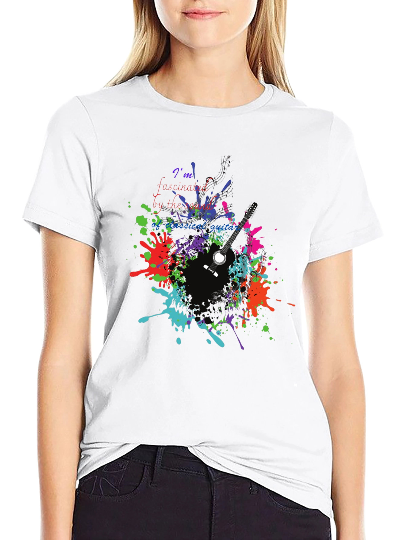 Fascinated Guitar Tee - Vibrant Music Lover Shirt