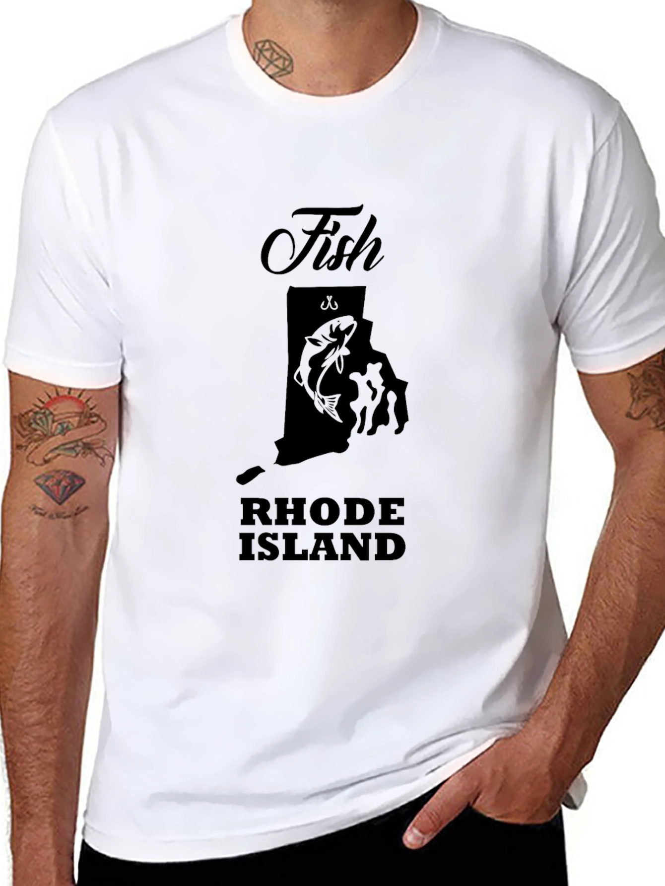 Fish Rhode Island Black Graphic T-Shirt