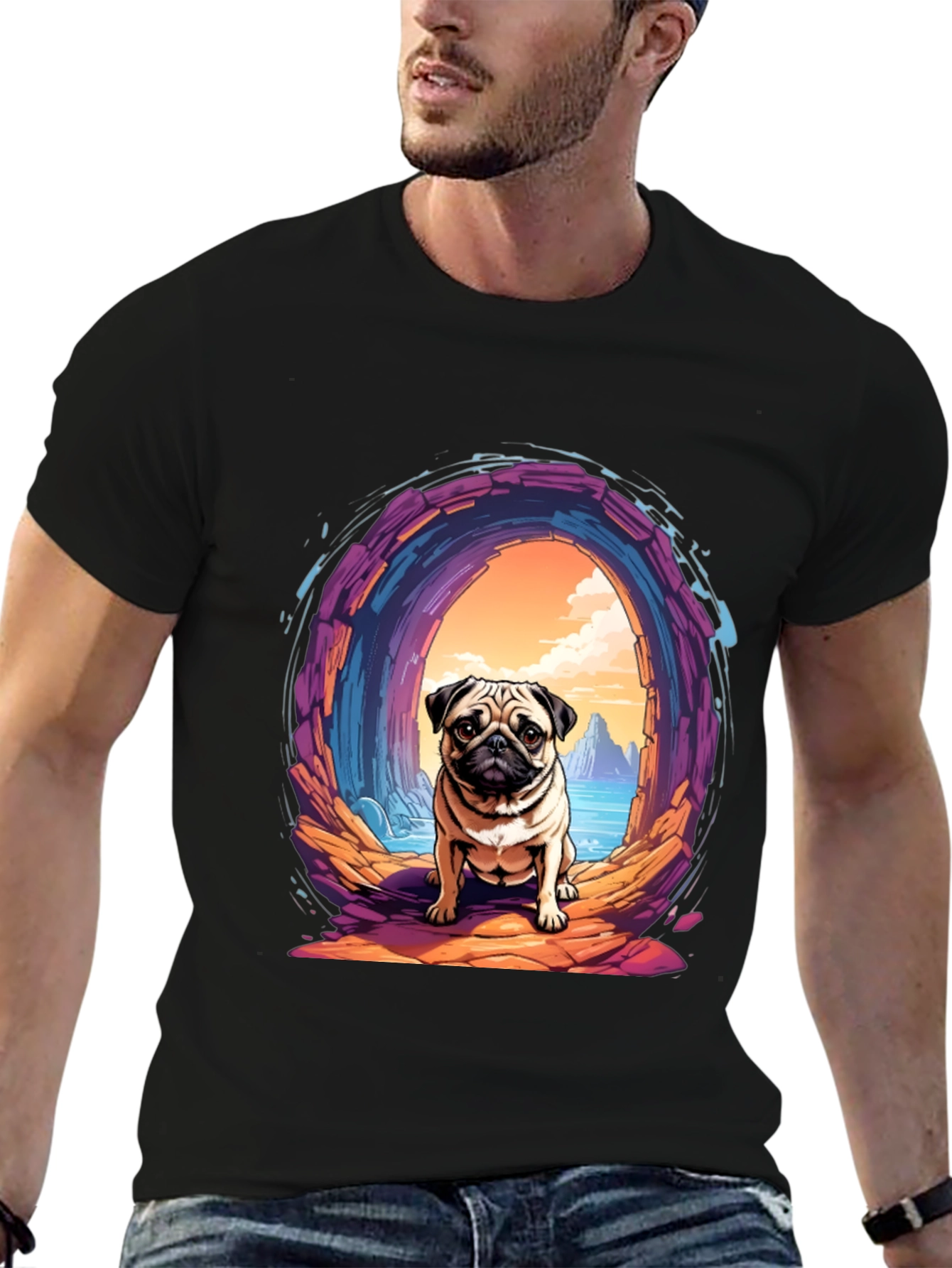 Pug Portal T-Shirt - Artistic Graphic Tee