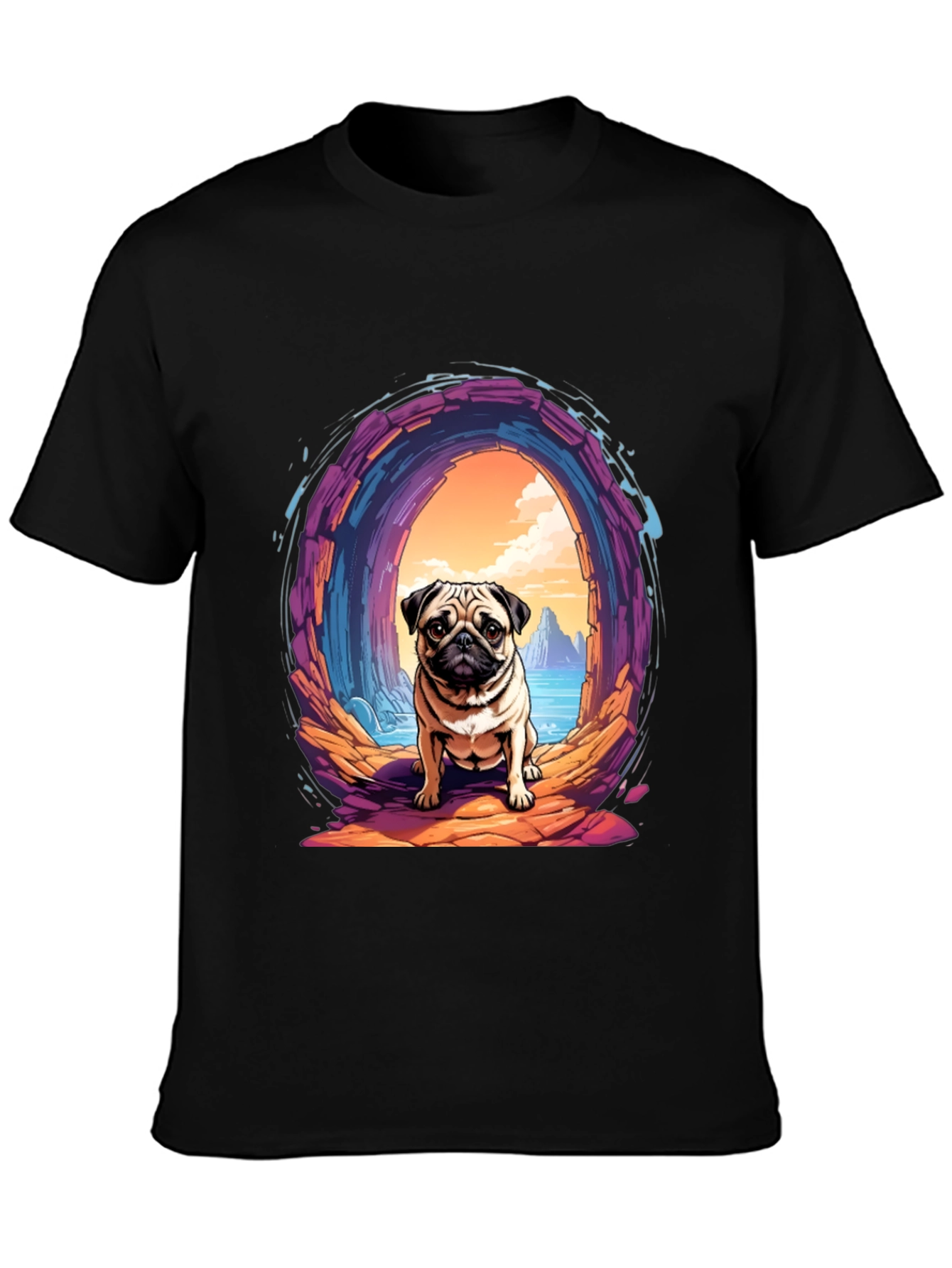 Pug Portal T-Shirt - Artistic Graphic Tee