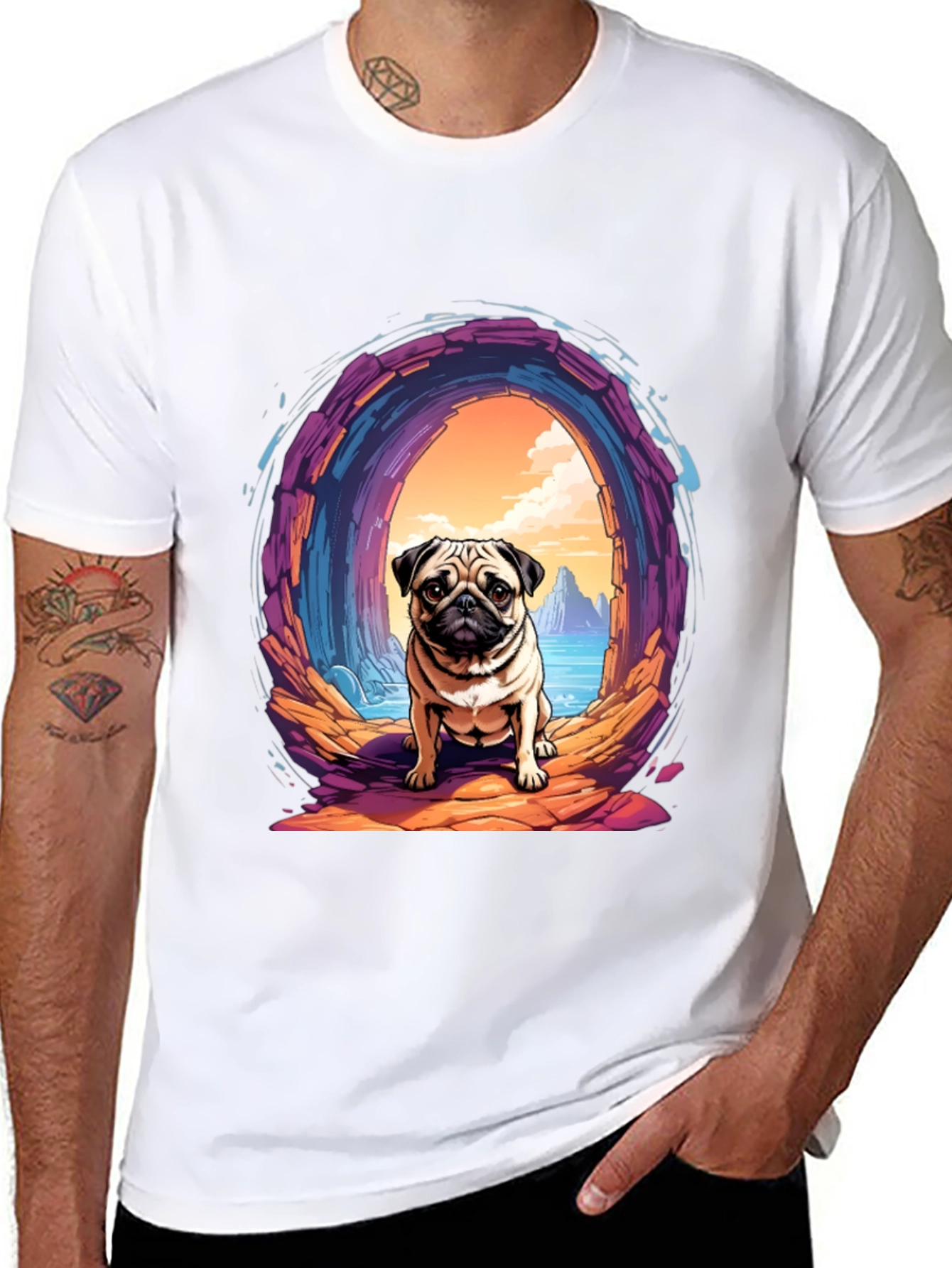Pug Portal T-Shirt - Artistic Graphic Tee