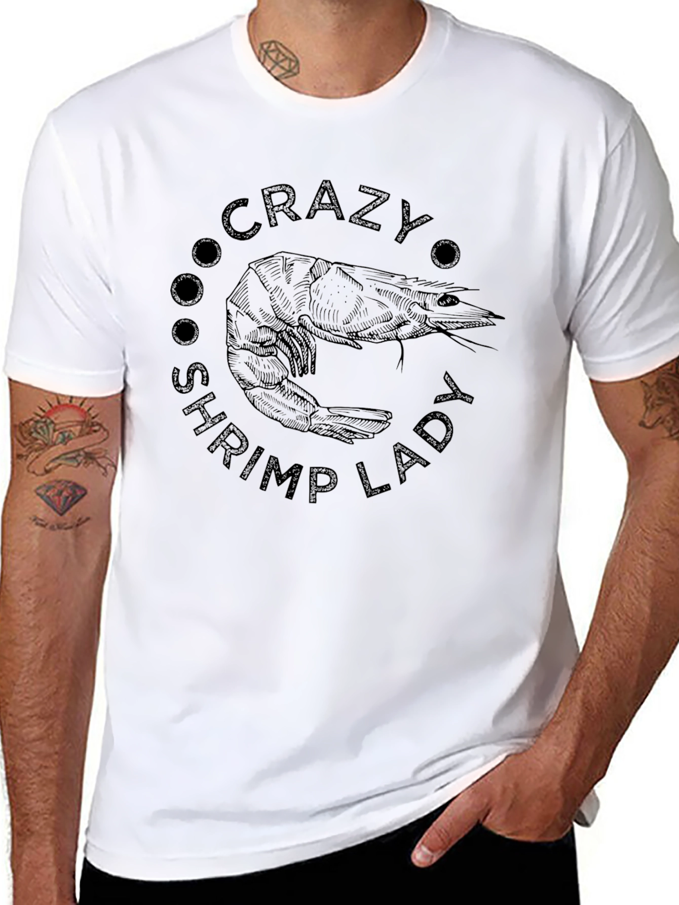 Crazy Shrimp Lady Black T-Shirt