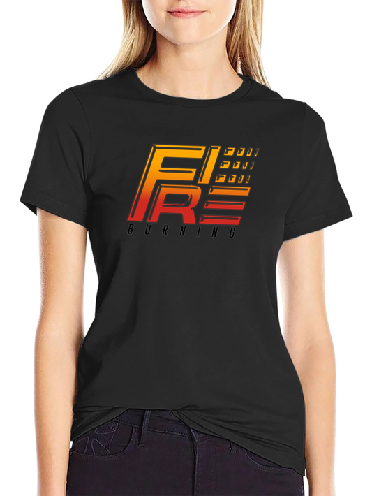 Fi RE Burning Graphic Tee - Cool Flame Design Shirt