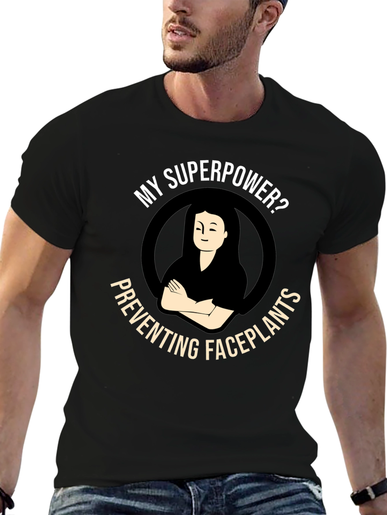 Superpower Preventing Faceplants Black T-Shirt