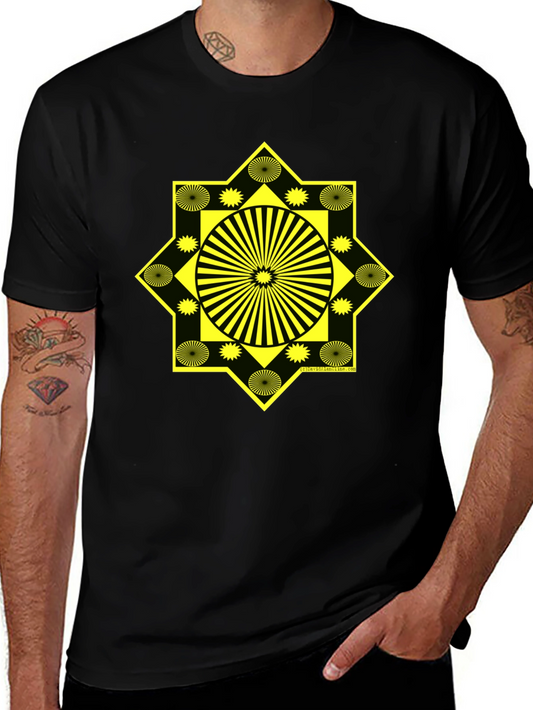Geometric Starburst Graphic T-Shirt - Black
