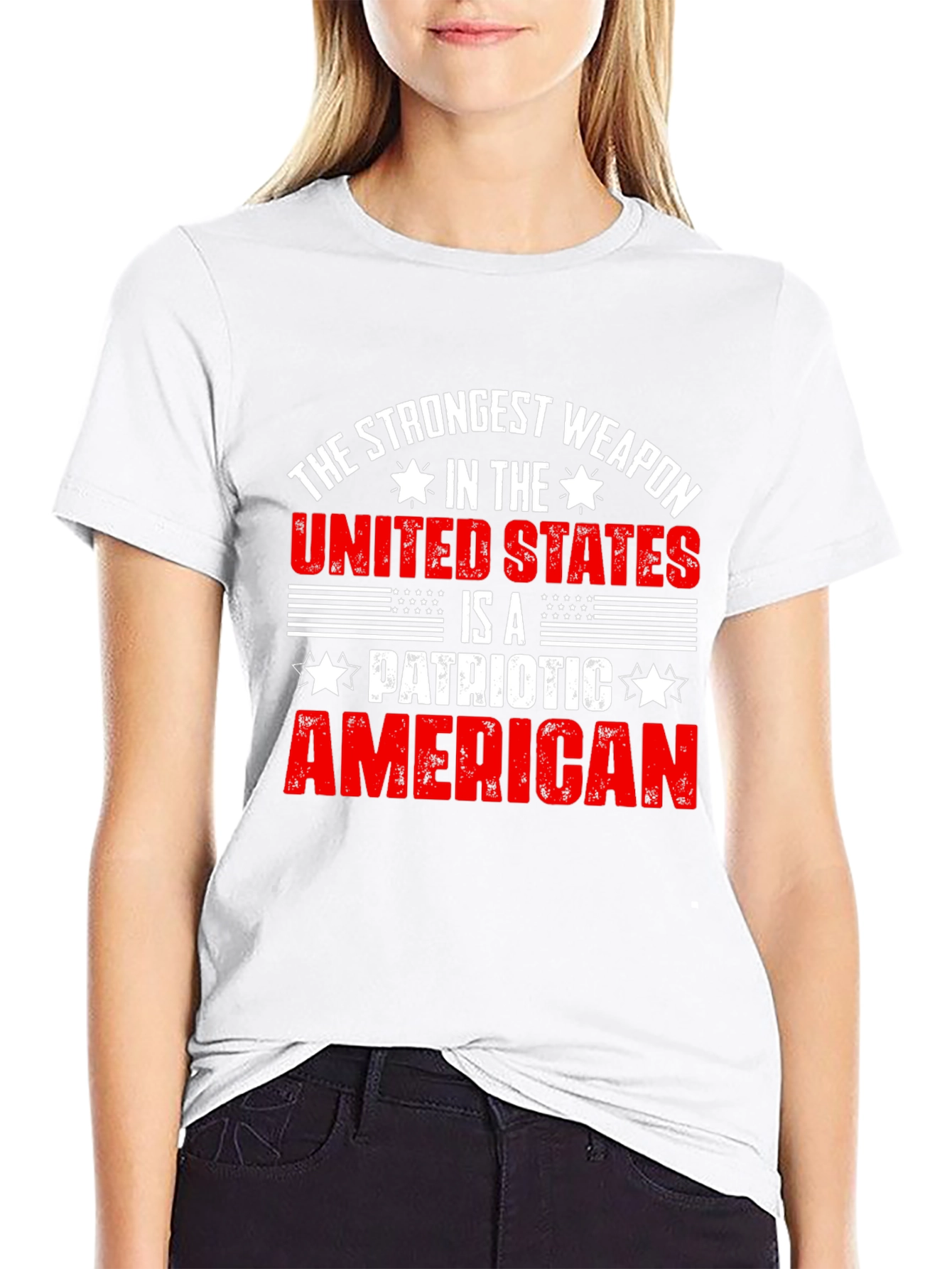 Patriotic American T-Shirt: Strongest Weapon USA