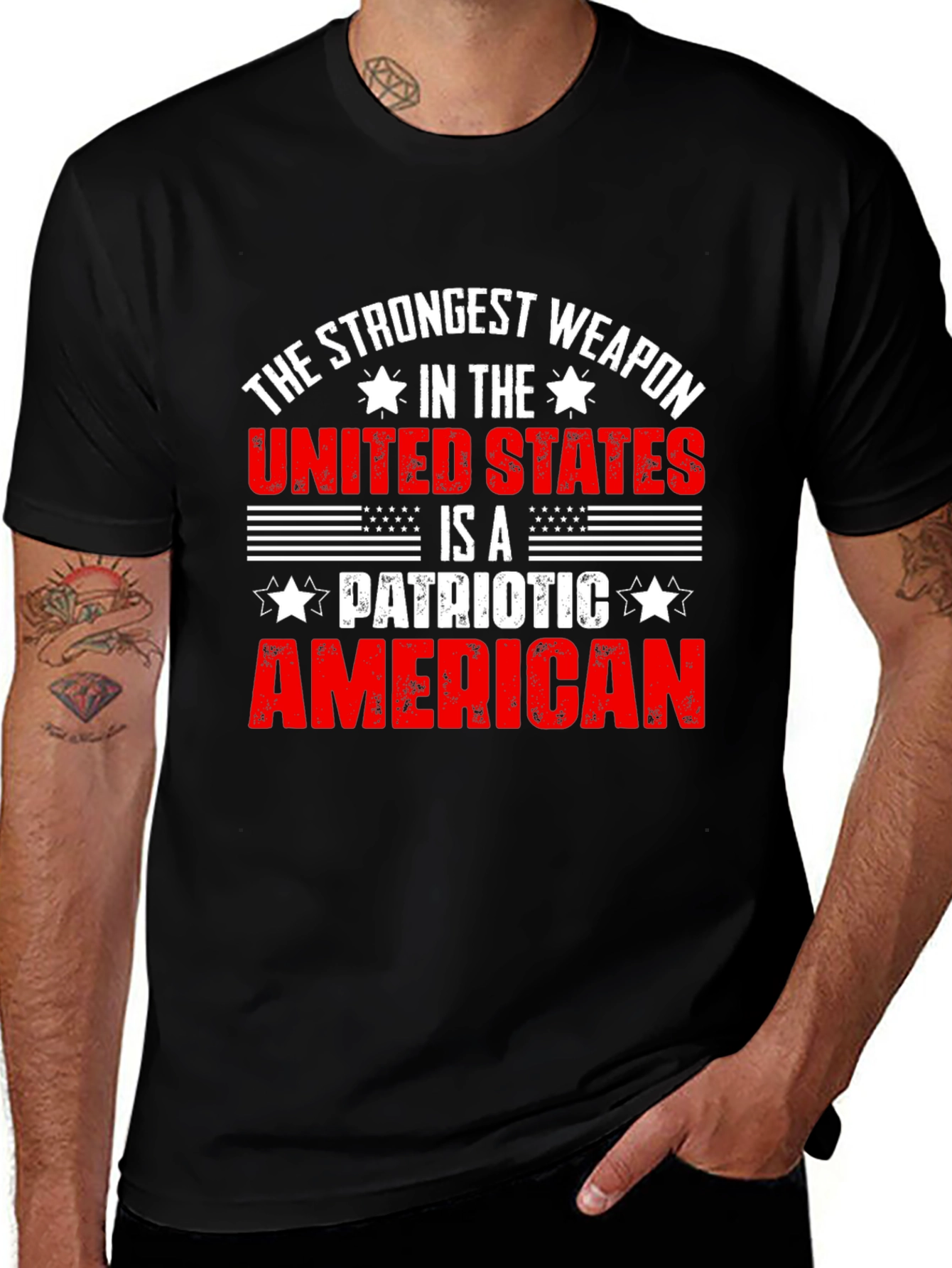 Patriotic American T-Shirt: Strongest Weapon USA