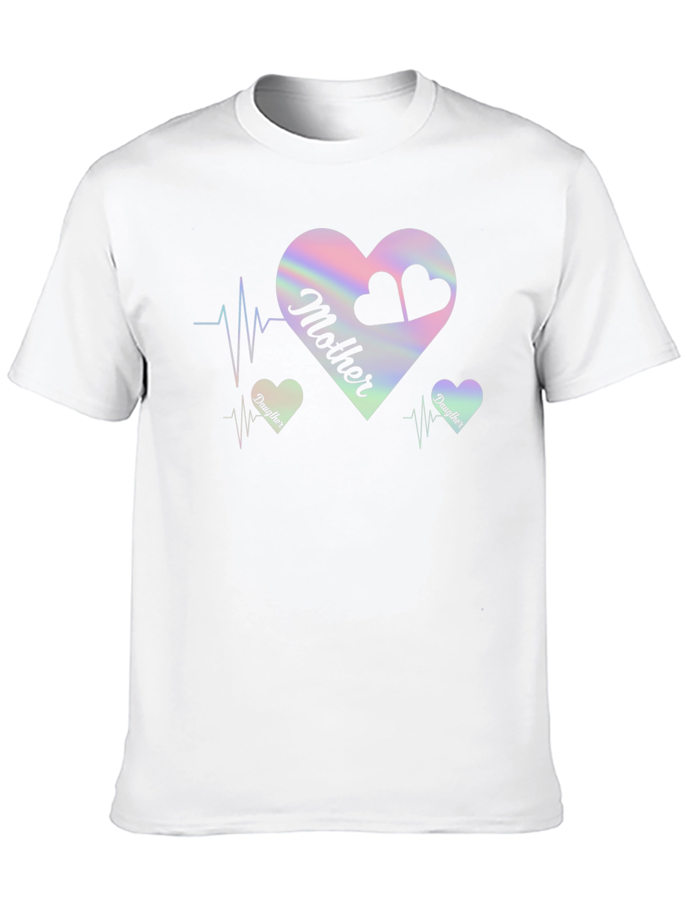 Mother Daughter Heartbeat Black T-Shirt