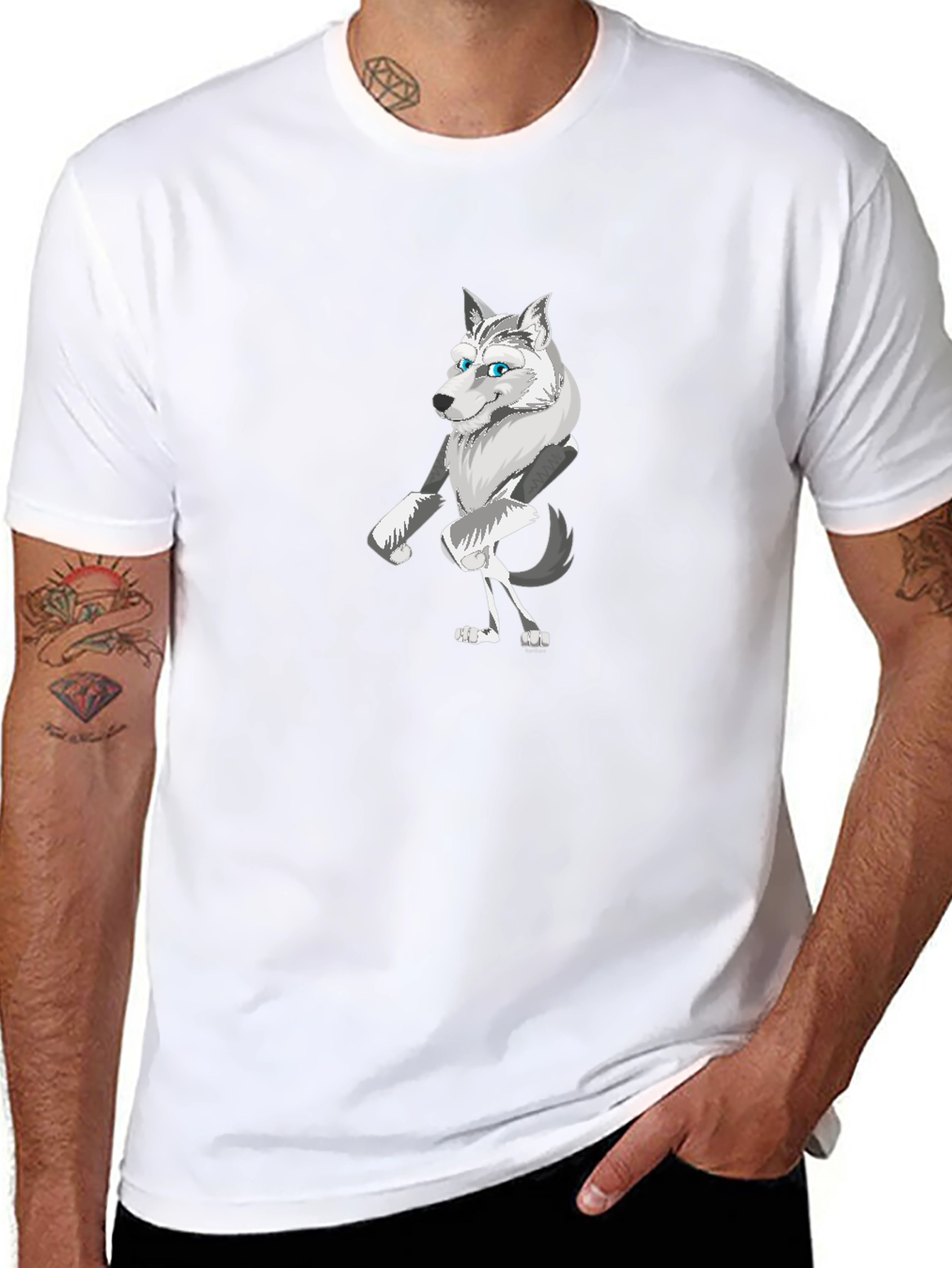 Cartoon Wolf Graphic Tee - Cool Animal Design