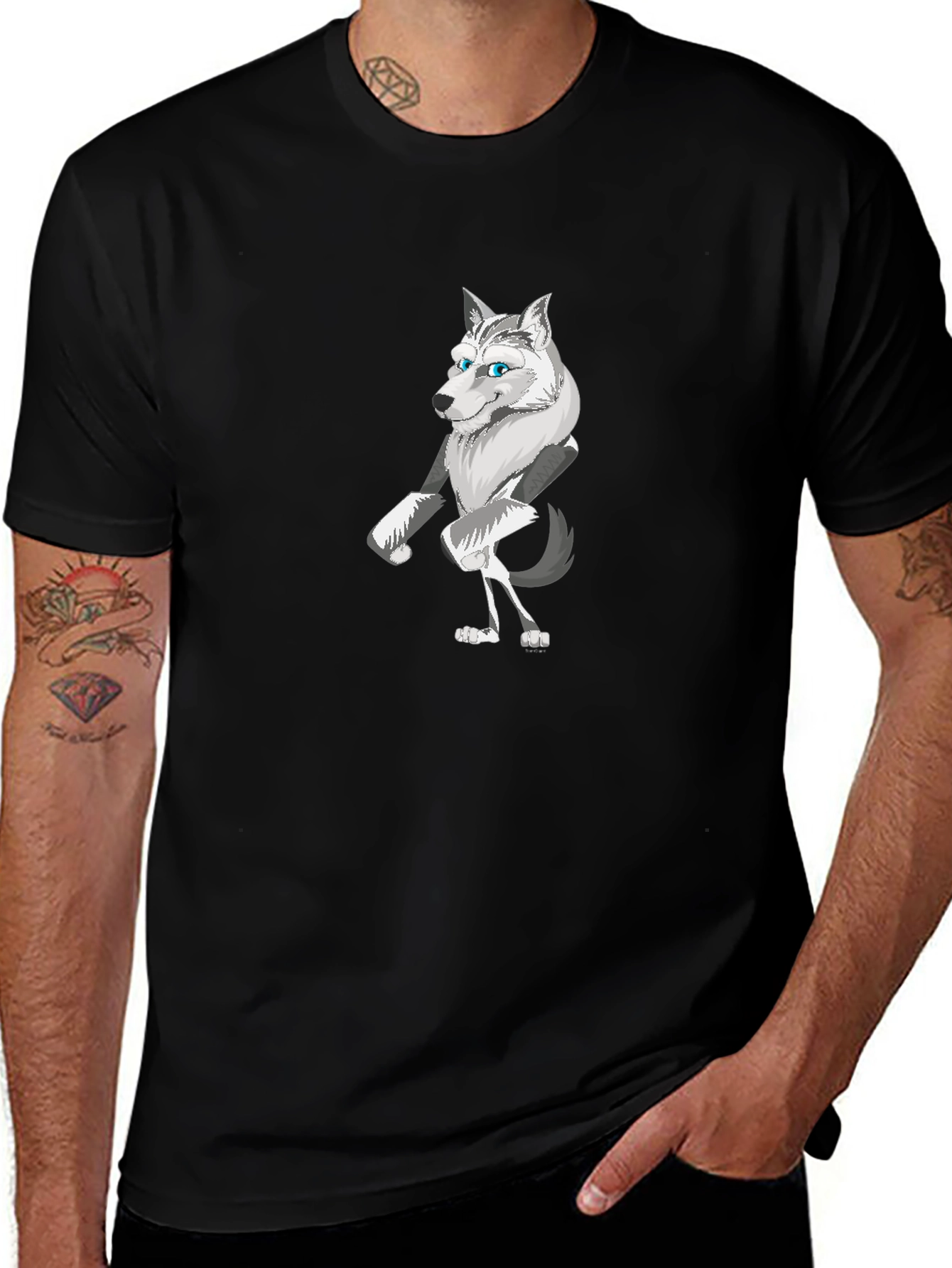 Cartoon Wolf Graphic Tee - Cool Animal Design