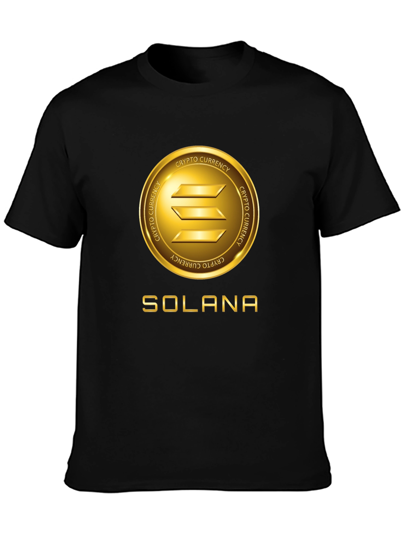 Solana Crypto Black T-Shirt - Gold Emblem Tee