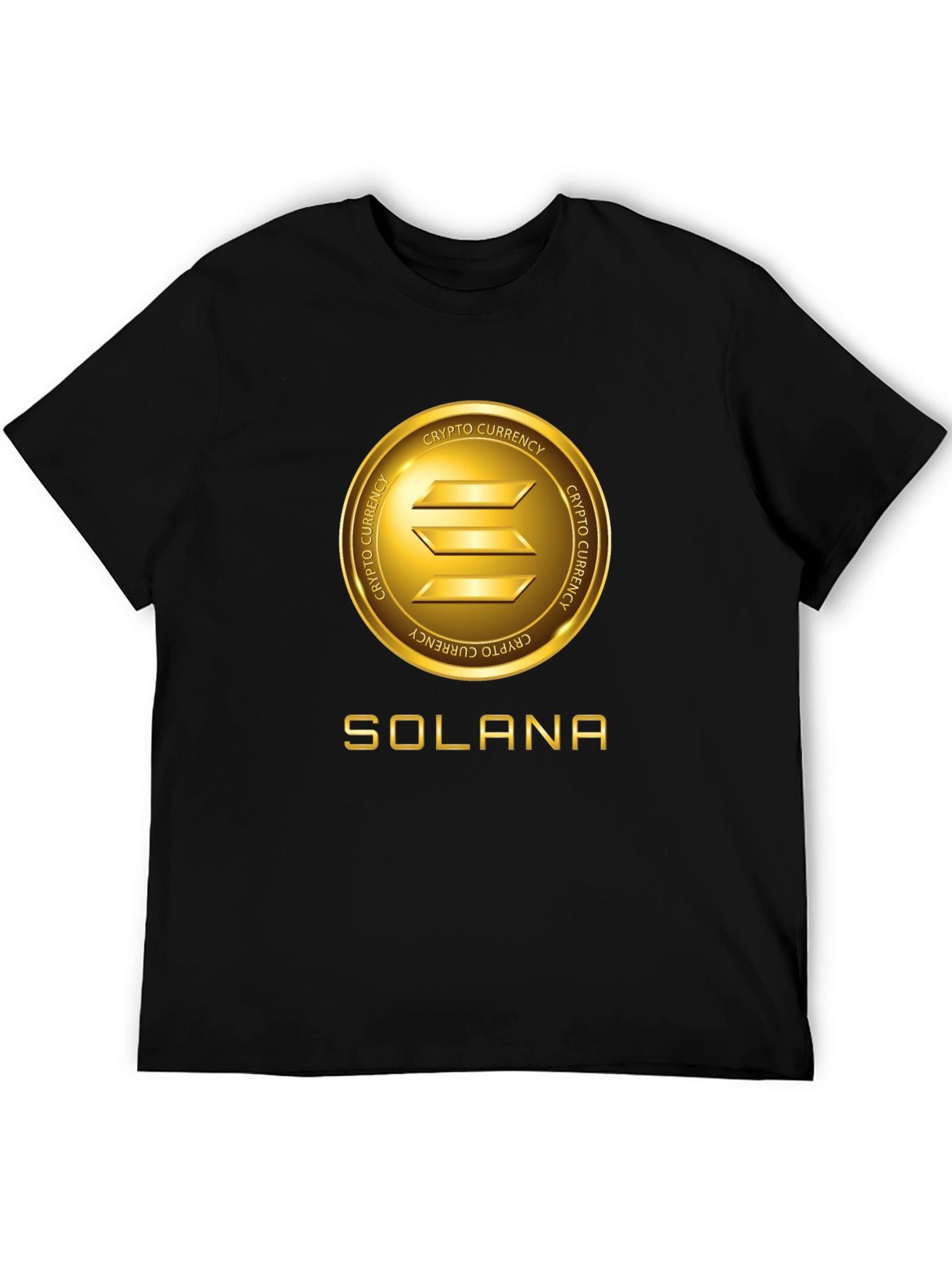 Solana Crypto Black T-Shirt - Gold Emblem Tee