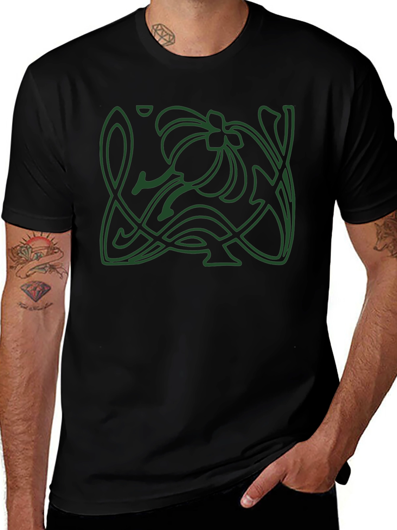 Art Nouveau Graphic Tee - Black Cotton
