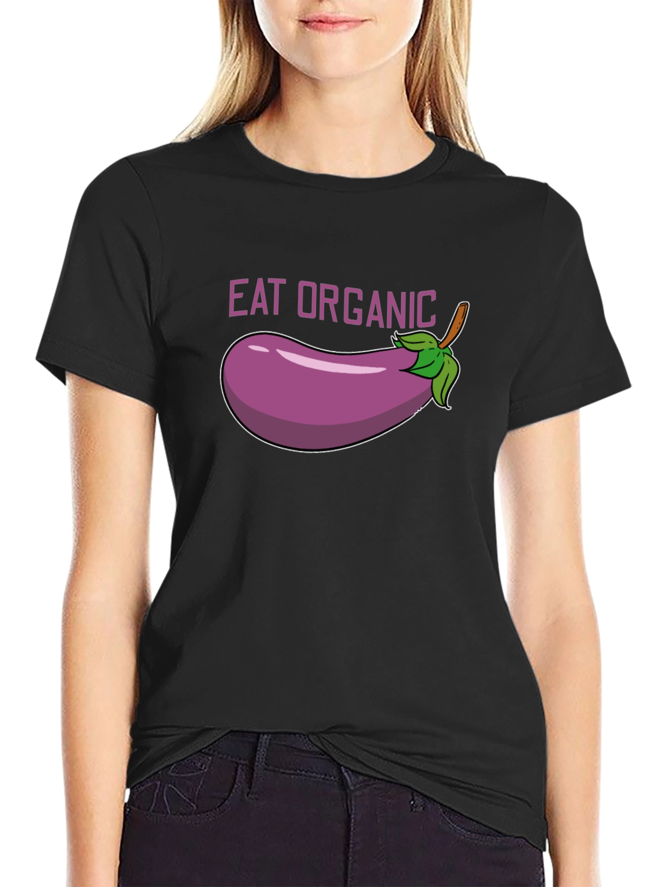 Eat Organic Eggplant Graphic T-Shirt