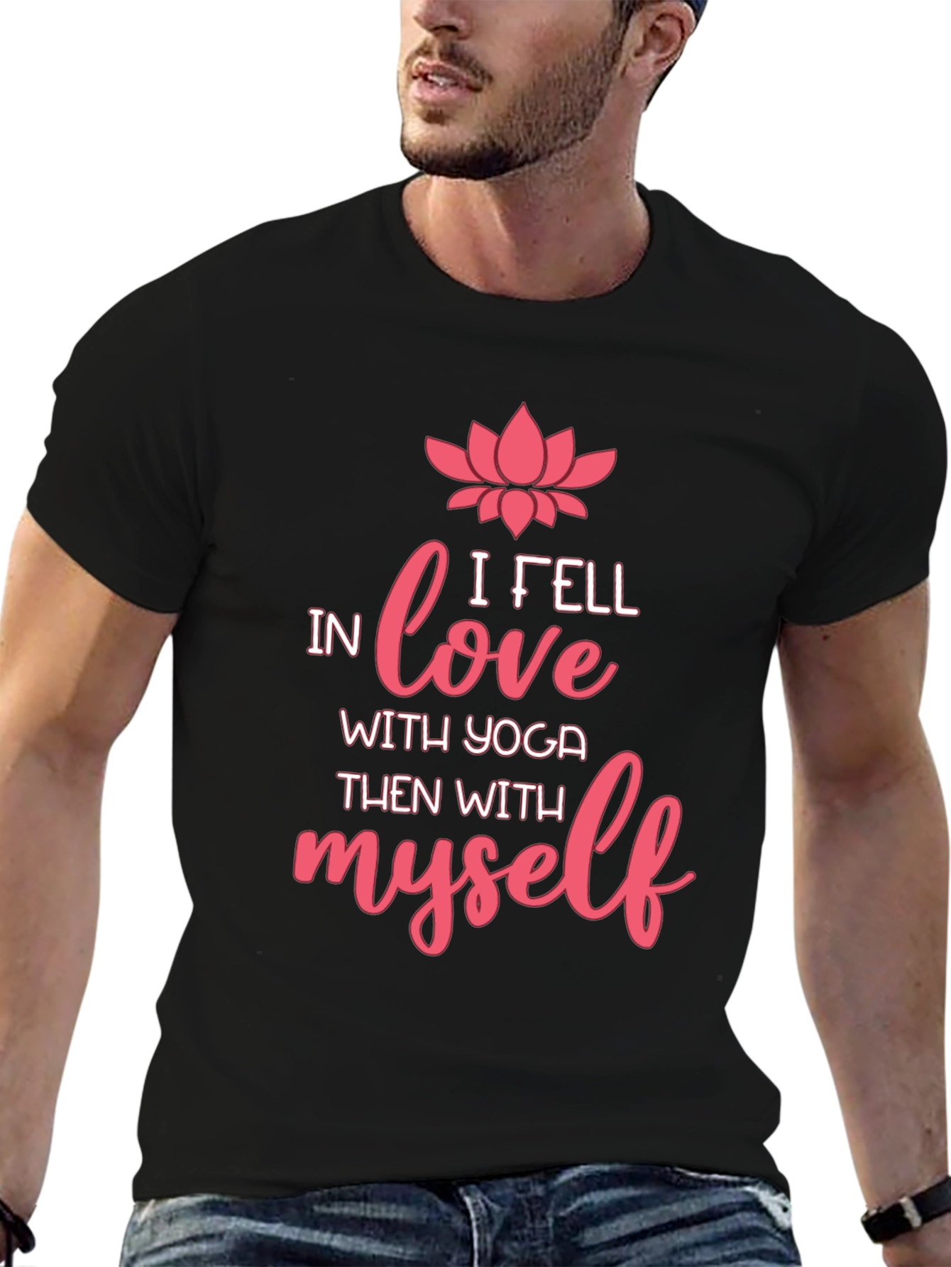 Yoga Love Graphic Tee - Black Cotton T-Shirt