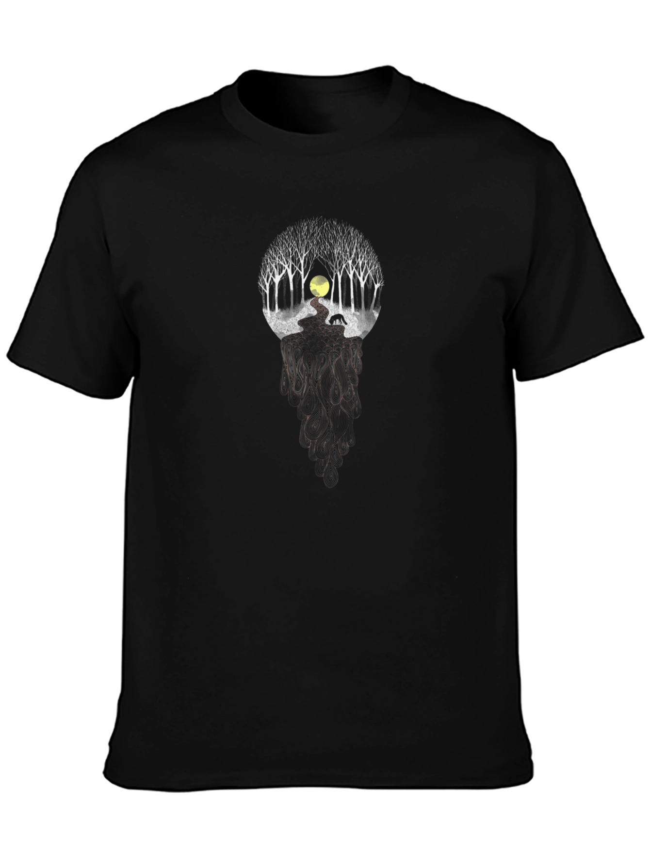 Nature Scene Graphic Tee - Black Unisex Shirt