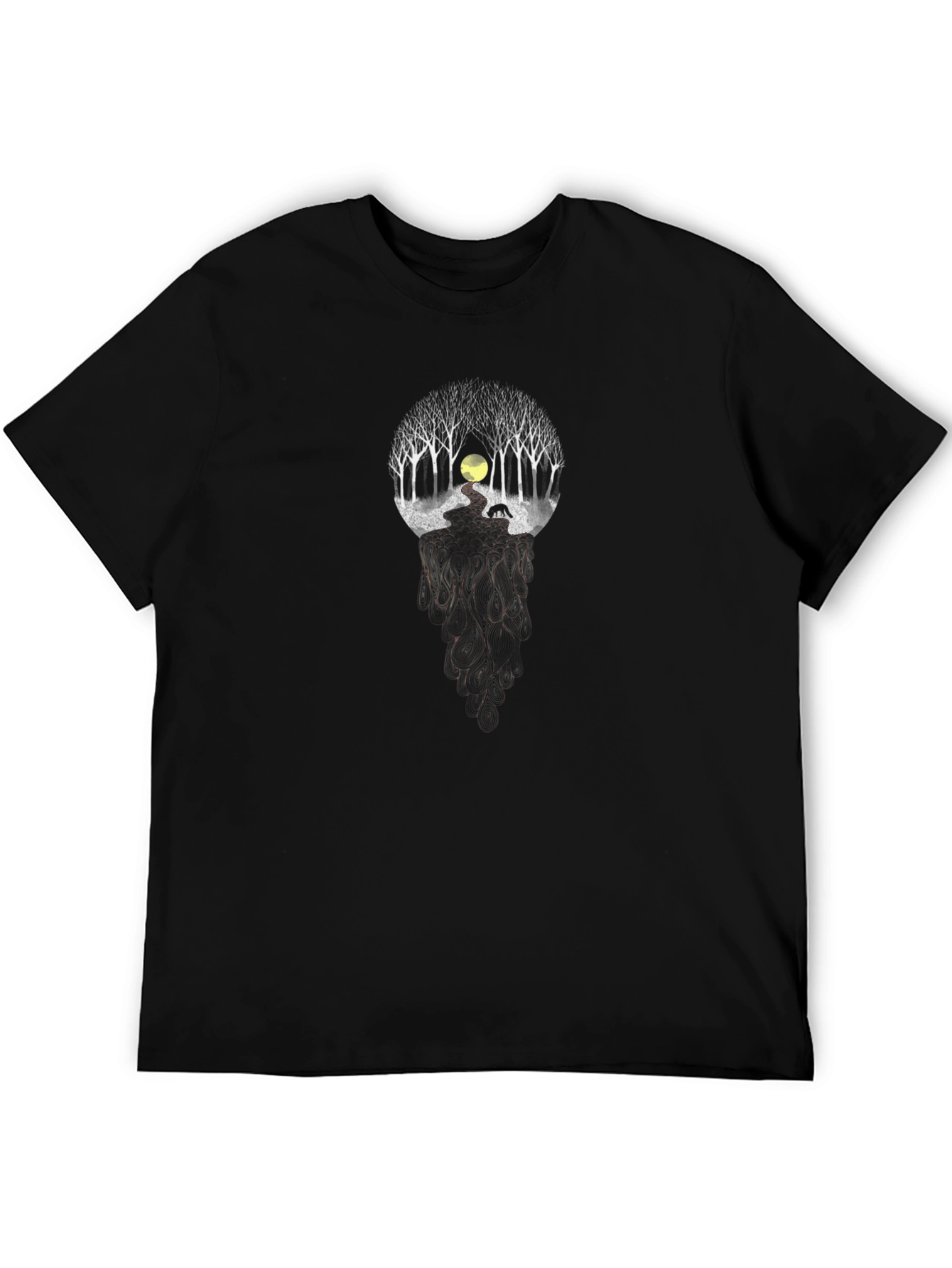 Nature Scene Graphic Tee - Black Unisex Shirt