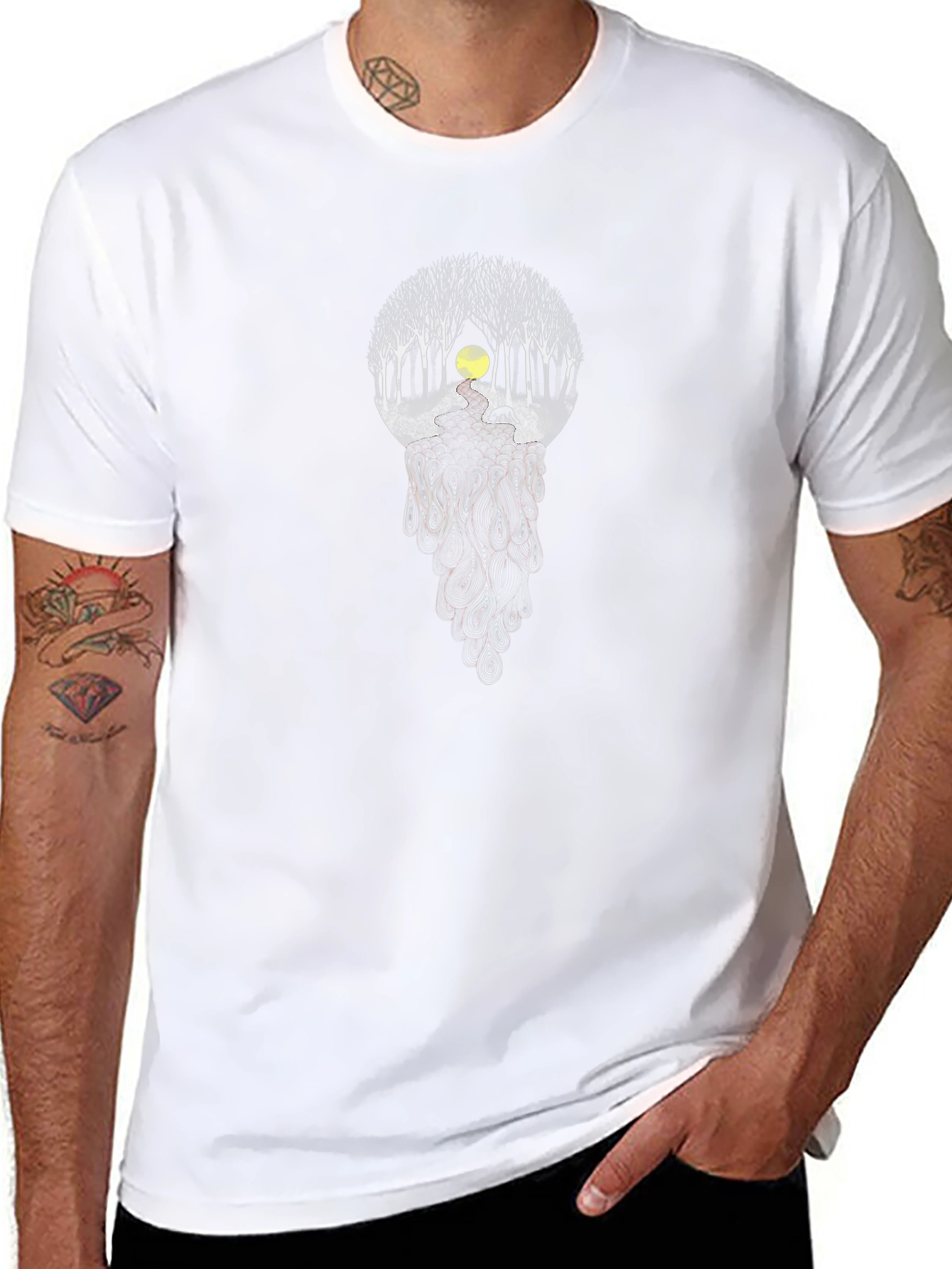 Nature Scene Graphic Tee - Black Unisex Shirt