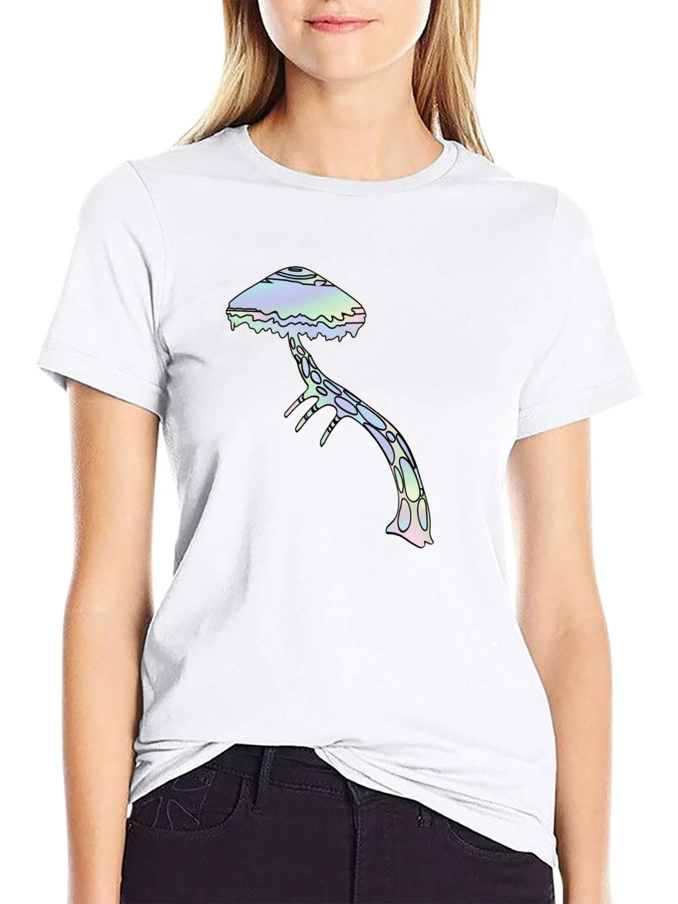Psychedelic Mushroom Graphic Tee - Black Cotton T-Shirt