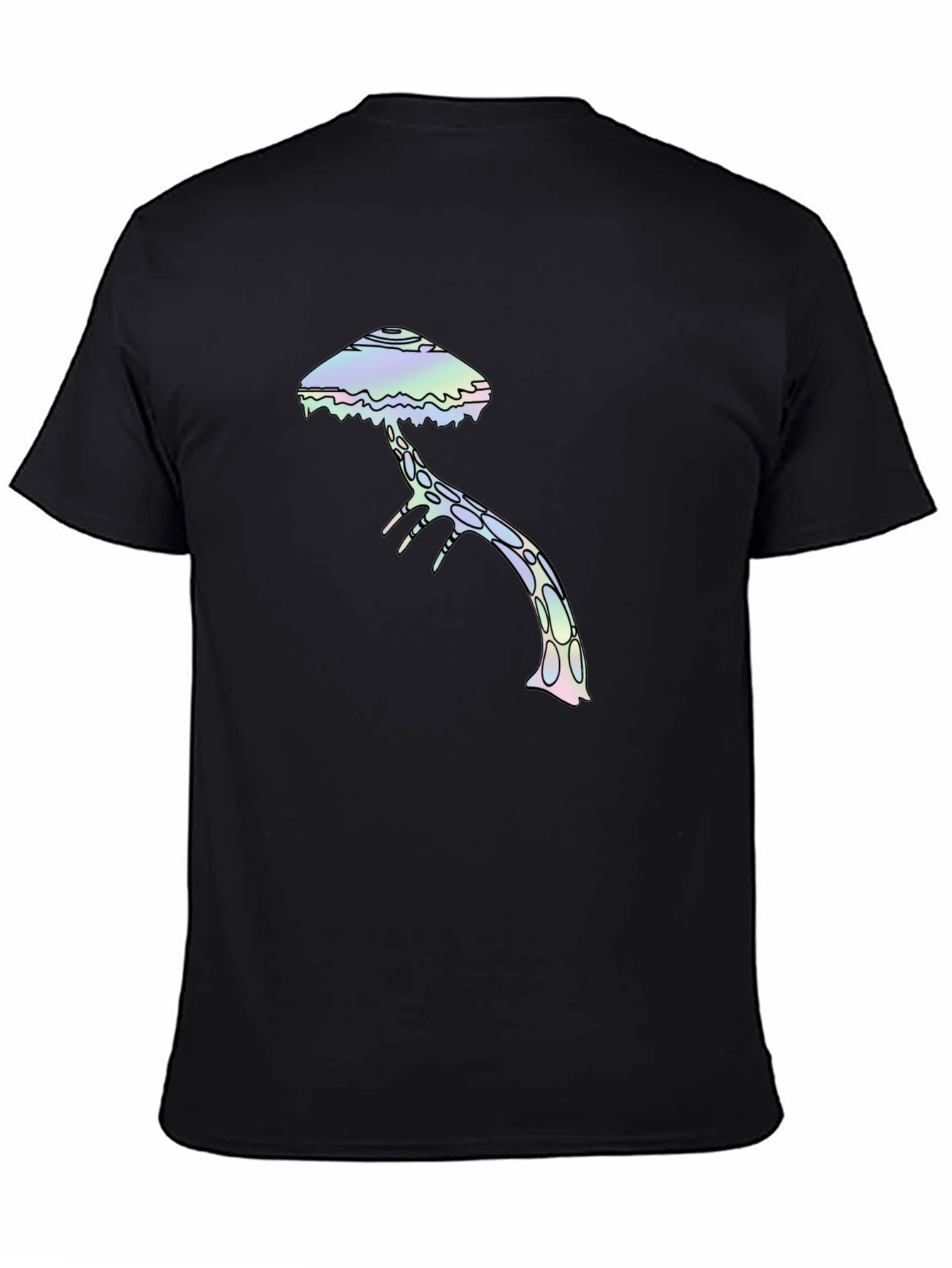 Psychedelic Mushroom Graphic Tee - Black Cotton T-Shirt