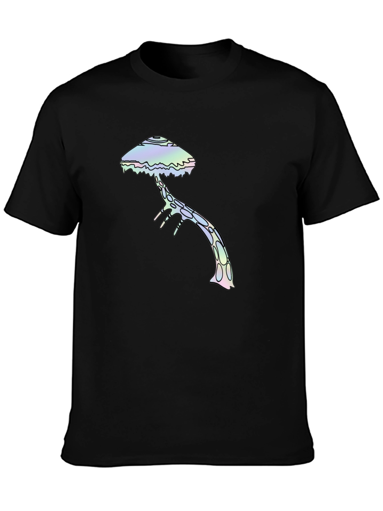 Psychedelic Mushroom Graphic Tee - Black Cotton T-Shirt