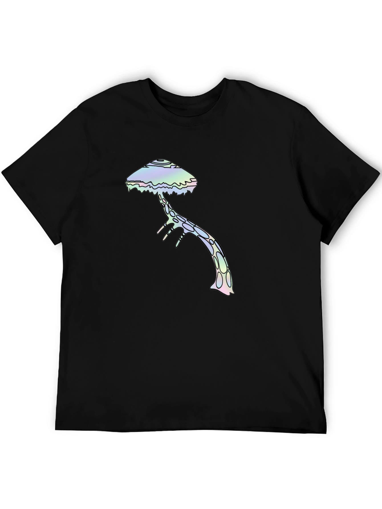 Psychedelic Mushroom Graphic Tee - Black Cotton T-Shirt
