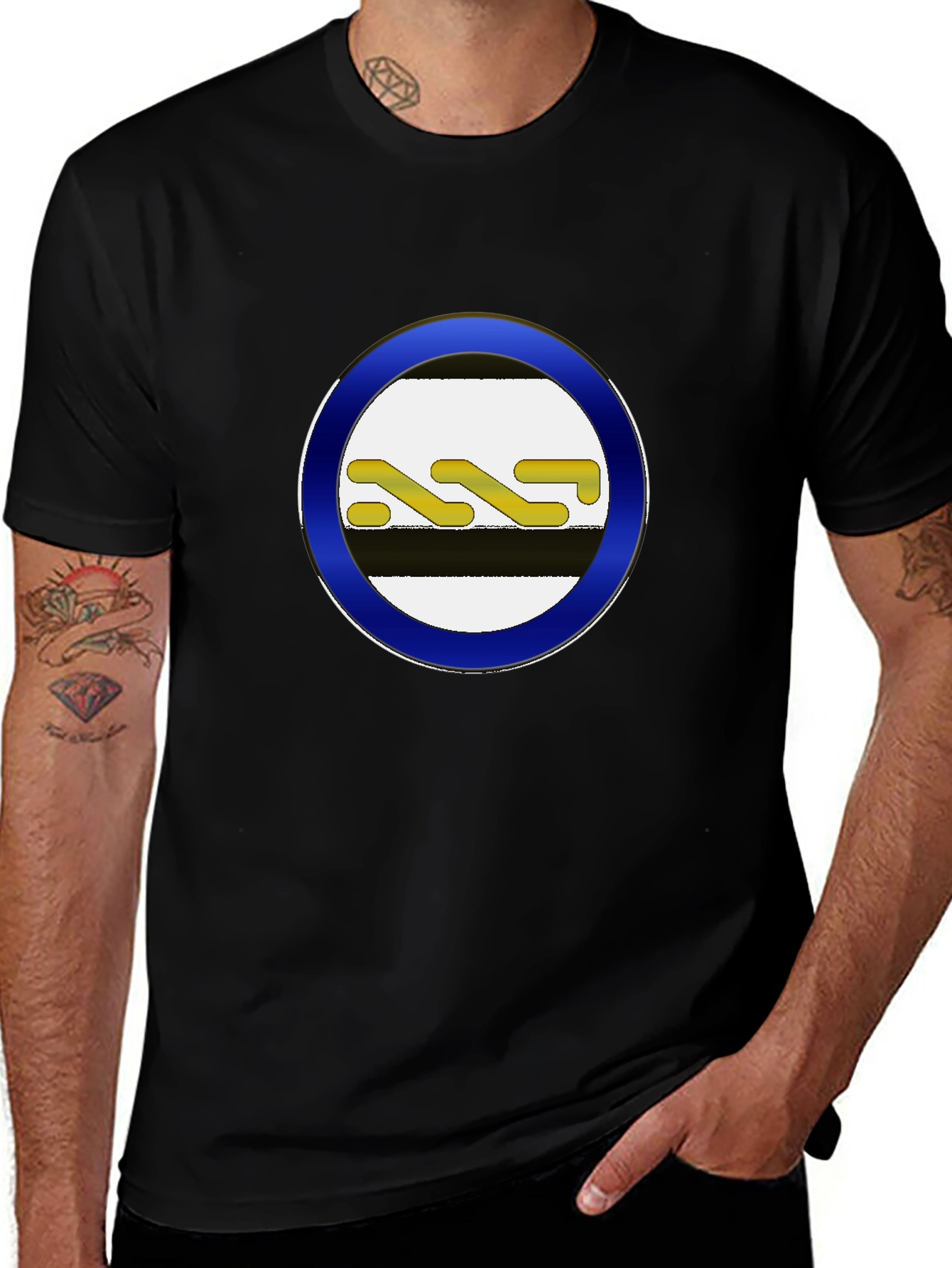 Striped Circle Graphic Black Tee